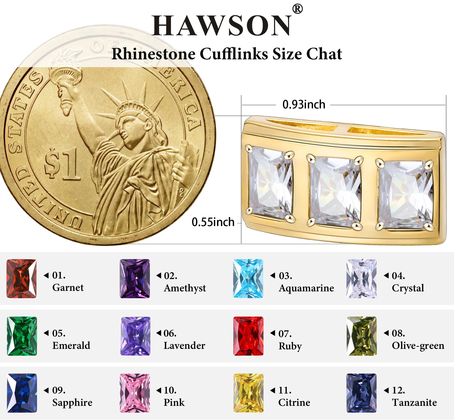 Luxury Gold Tone Crystal Cufflinks for Men - Elegant Dress Shirt Accessories with Gift Box - Perfect for Wedding, Anniversary & Birthday Gifts - Formal Events, Business Meetings & Special Occasions