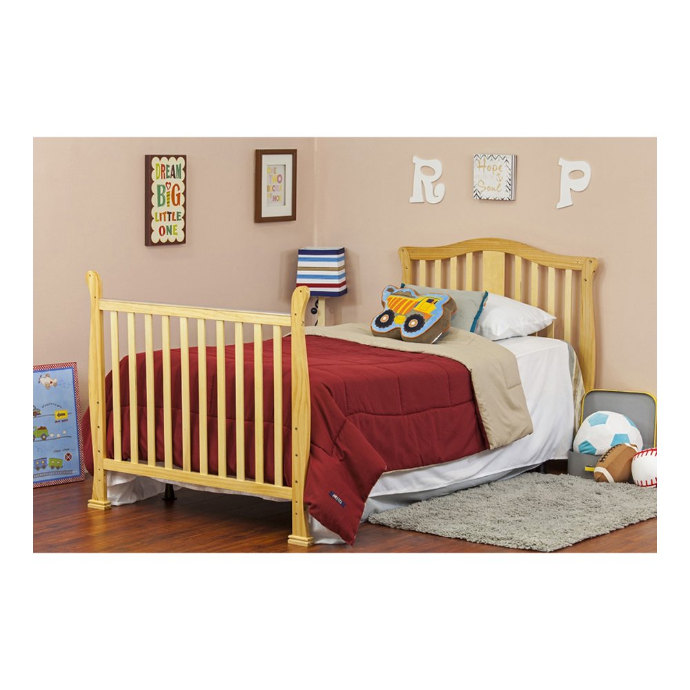 **Dream On Me Addison 4-in-1 Convertible Mini Crib – Natural New Zealand Pinewood, Greenguard Gold Certified, Non-Toxic Finishes, Includes 1” Mattress Pad – Perfect for Nursery, Small Spaces & Travel**