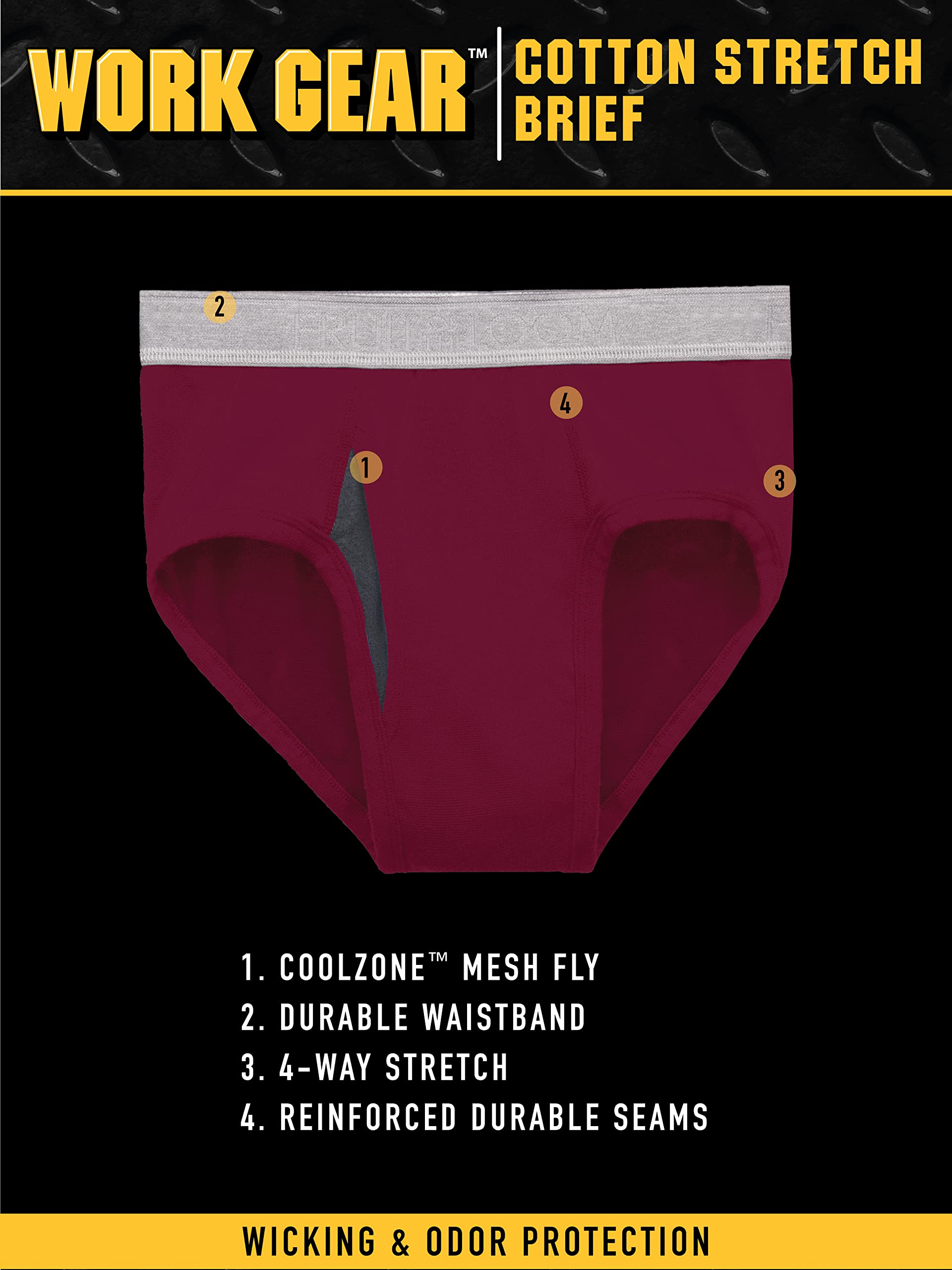 Fruit of the Loom Men's Work Gear - Enhanced Durability & Cooling Technology for Construction, Landscaping & Outdoor Jobs