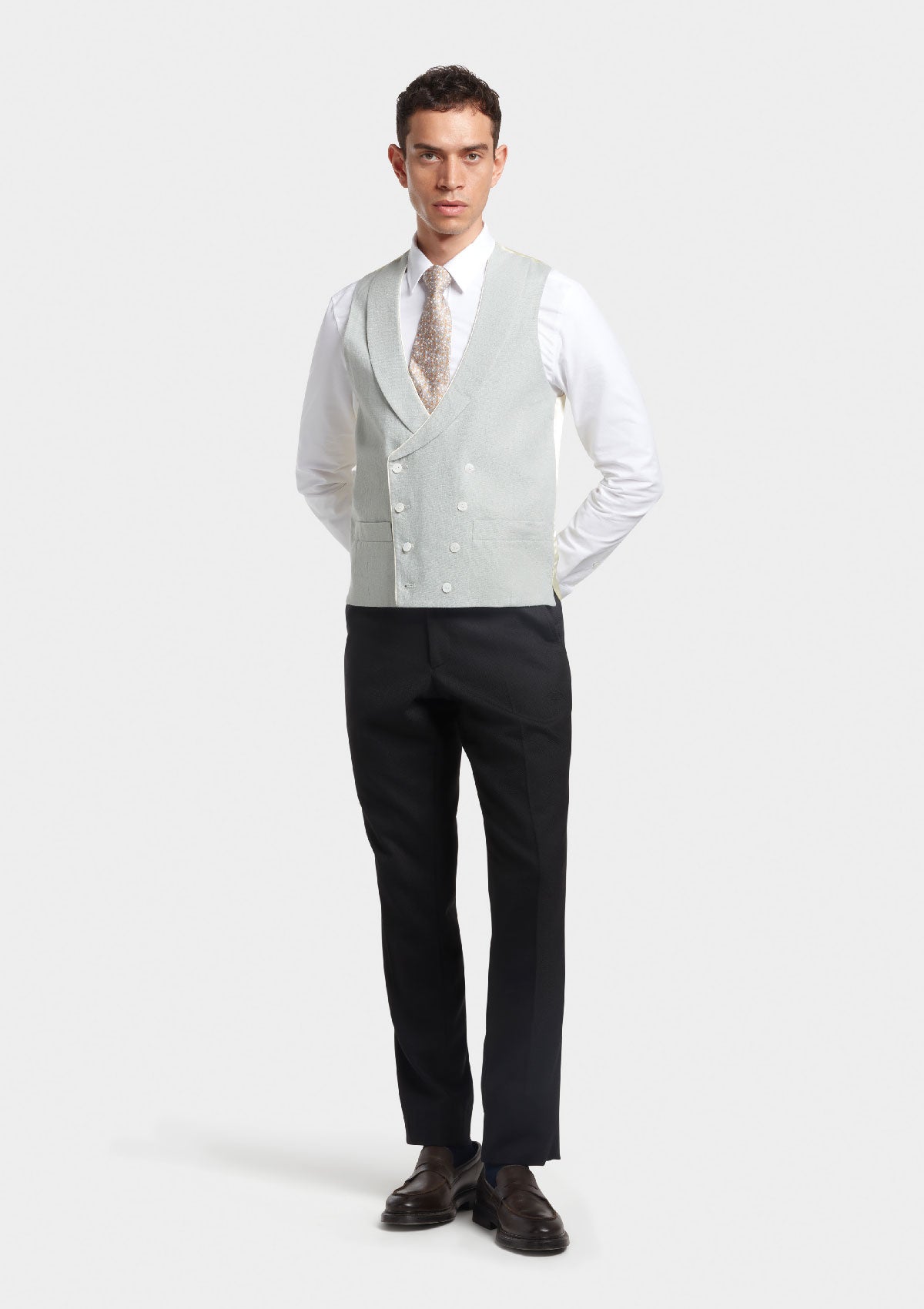Elegant Duck Egg Blue Shawl Lapel Double Breasted Waistcoat Vest for Men - Formal Wedding, Business Suit & Evening Dress Attire