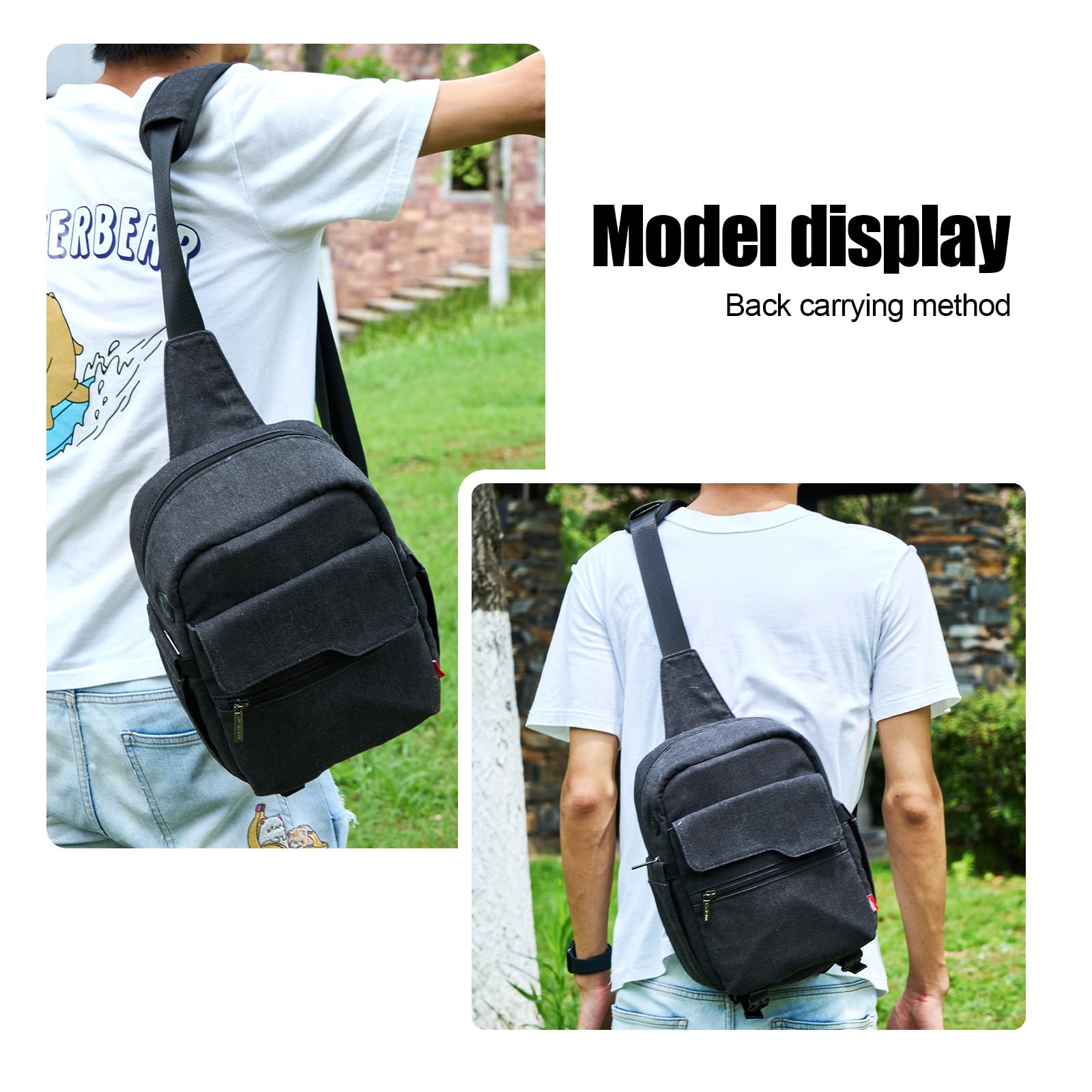 Waterproof Canvas DSLR Camera Shoulder Bag for Nikon Sony - Lightweight Sling Bag for Photographers, Travel & Outdoor Shooting (Large, Black)