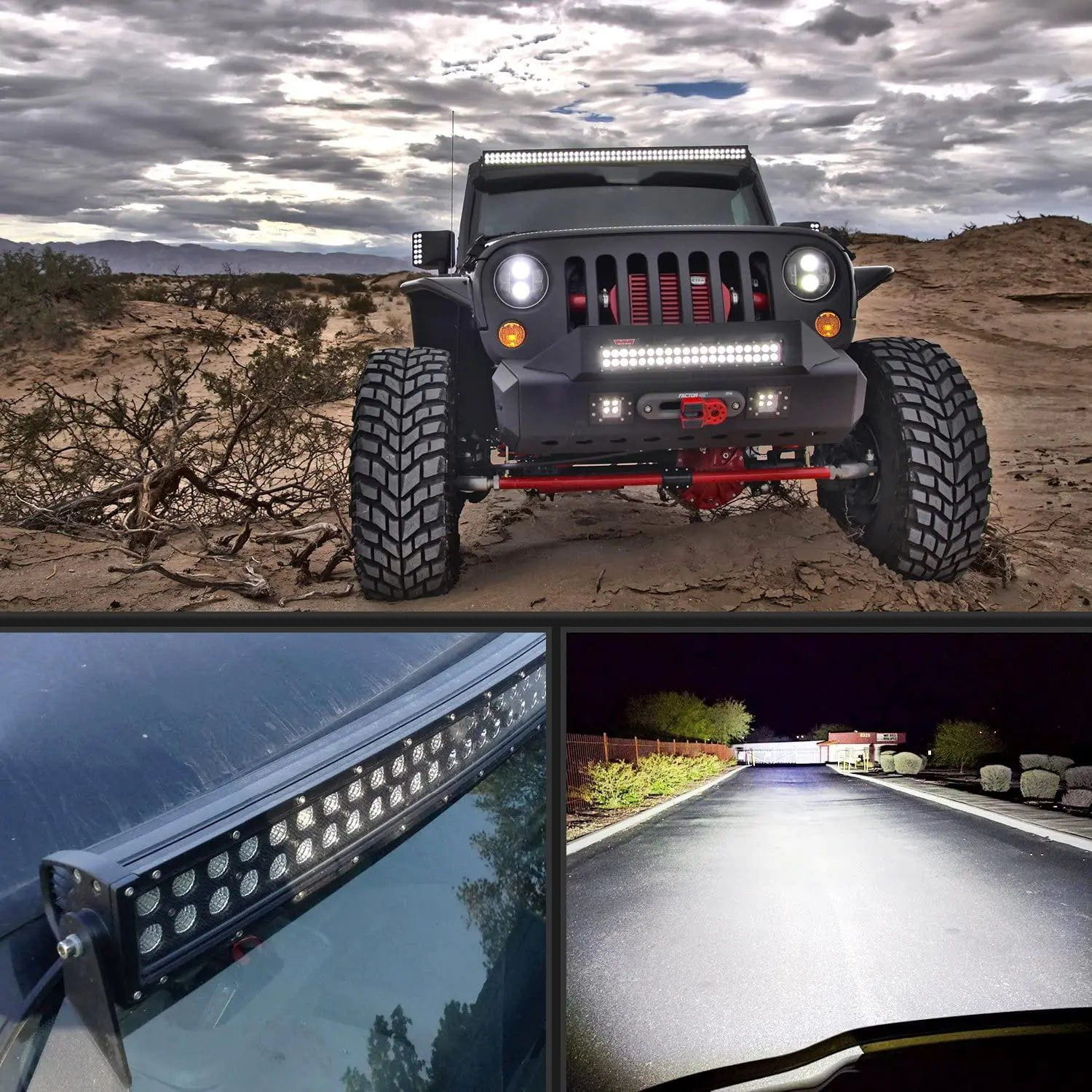 32 Inch 180W 11675LM Double Row Black Curved LED Light Bar - Spot Flood Combo with 16AWG Wire & 5Pin Switch - Perfect for Off-Road Trucks, ATVs, and Marine Applications