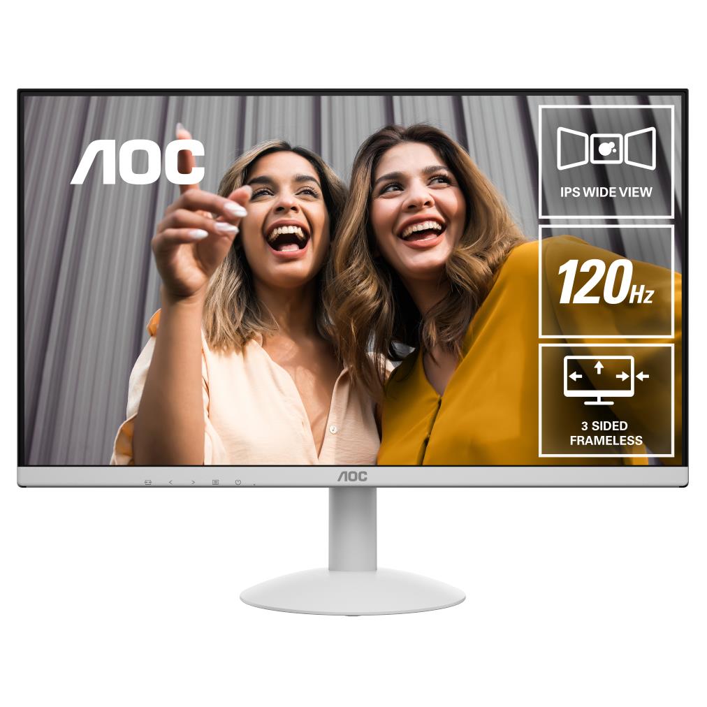 AOC 24B30H2/BW 23.8 Inch Full HD 120Hz IPS Ultra Slim Computer Monitor - White | for Gaming, Office Work & Home Entertainment