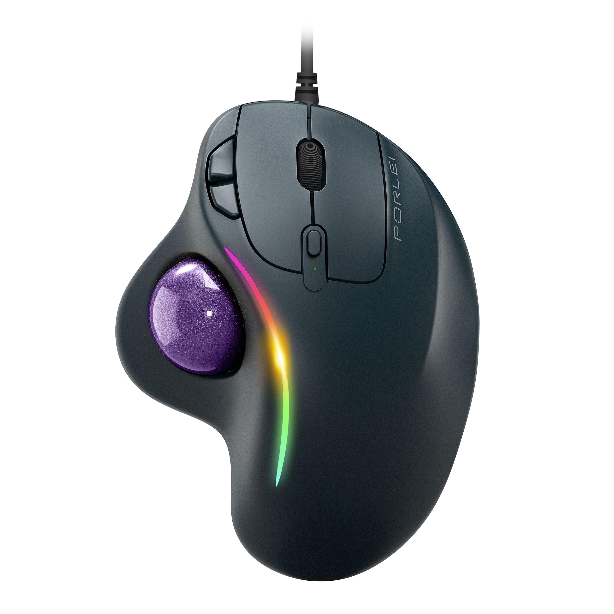 RGB Wired Trackball Mouse - Ergonomic Comfort Design Reduces Wrist Strain, Easy Thumb Control with 5 Adjustable DPI for Precise Tracking | Compatible with PC, Laptop, Mac & Windows | Perfect for Gaming, Office Work & Graphic Design