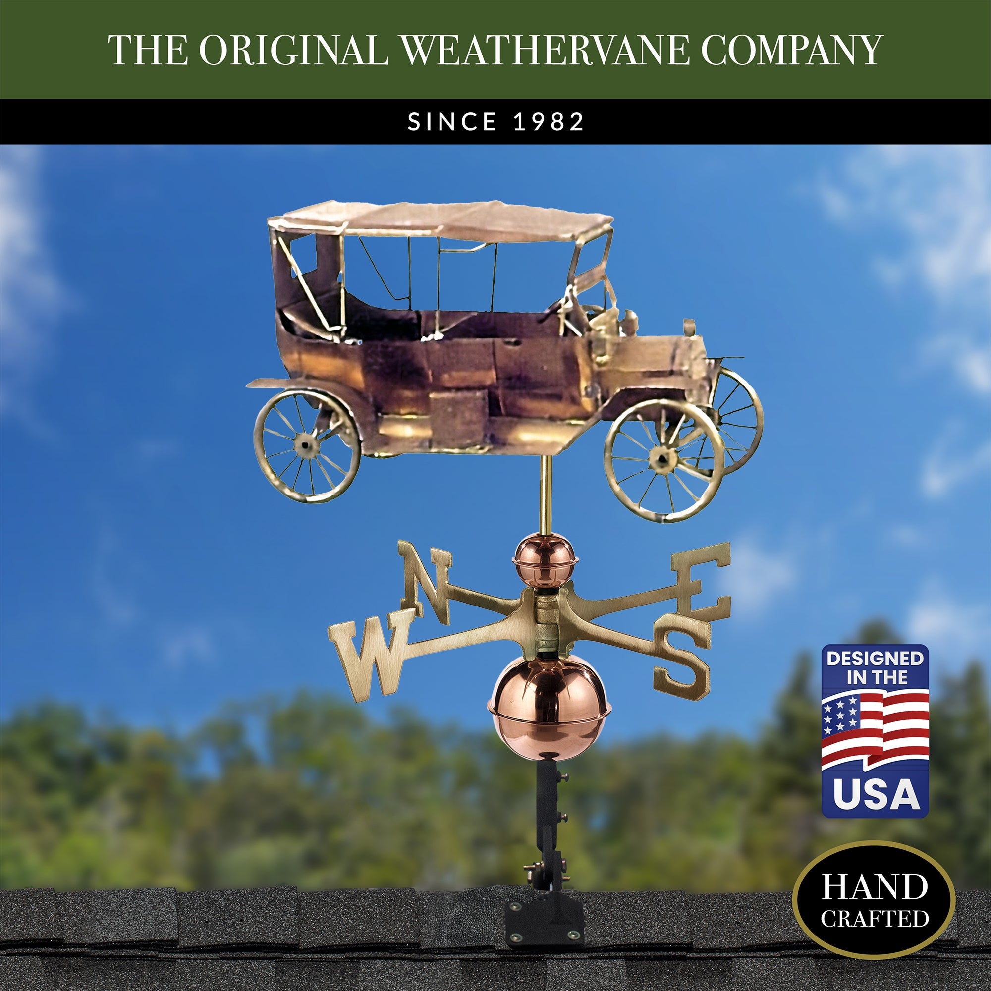 Vintage Antique Style Metal Car Weathervane for Garden, Yard, or Roof Decoration - Classic Automobile Design for Outdoor Home & Farm Use