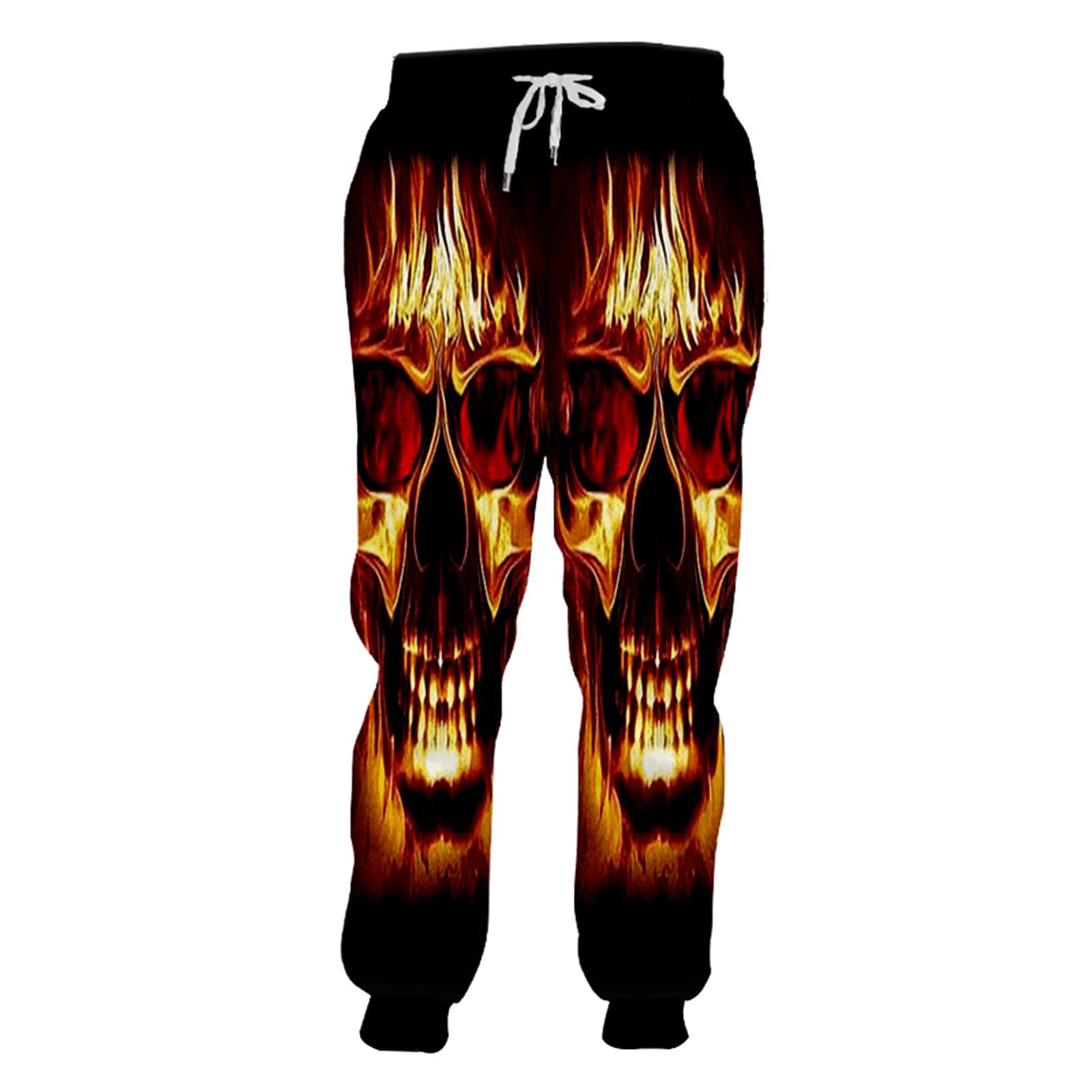 **Men's 3D Flame Skull Print Sweatpants - Hip Hop Streetwear Joggers for Casual & Punk Style - Perfect for Gym, Street Fashion & Lounge Wear**
