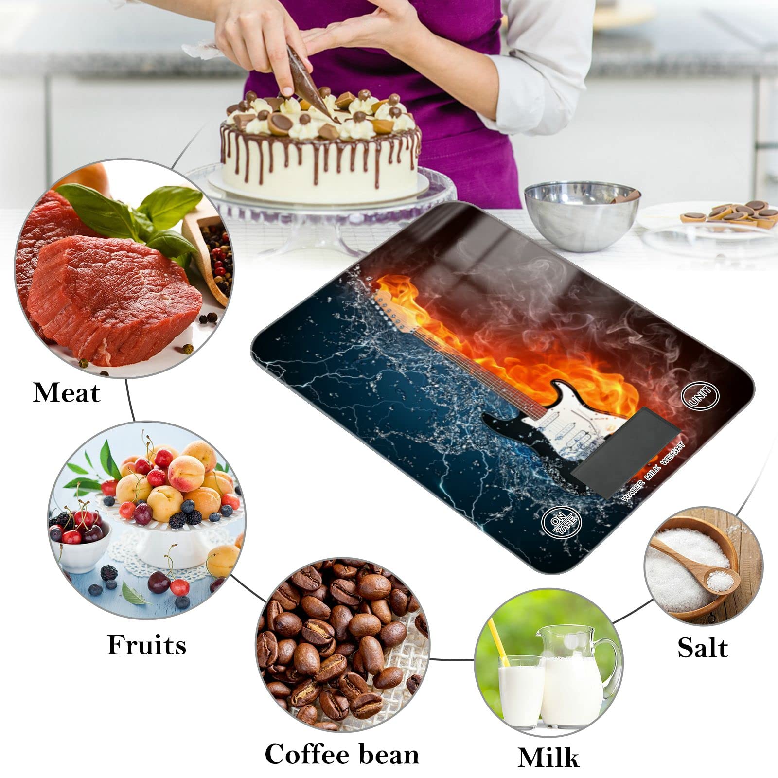 Digital Kitchen Scale - Waterproof Electric Food Scale with Ounces & Grams for Precise Cooking, Baking, and Meal Prep | Perfect for Home Kitchens & Professional Chefs