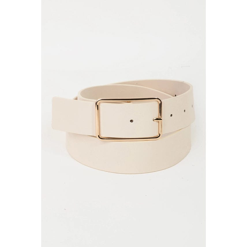 Ivory Square Buckle Belt for Women - Classic Elegant Fashion Accessory for Jeans, Dresses & Office Wear | Adjustable Waist Strap for Casual & Formal Outfits