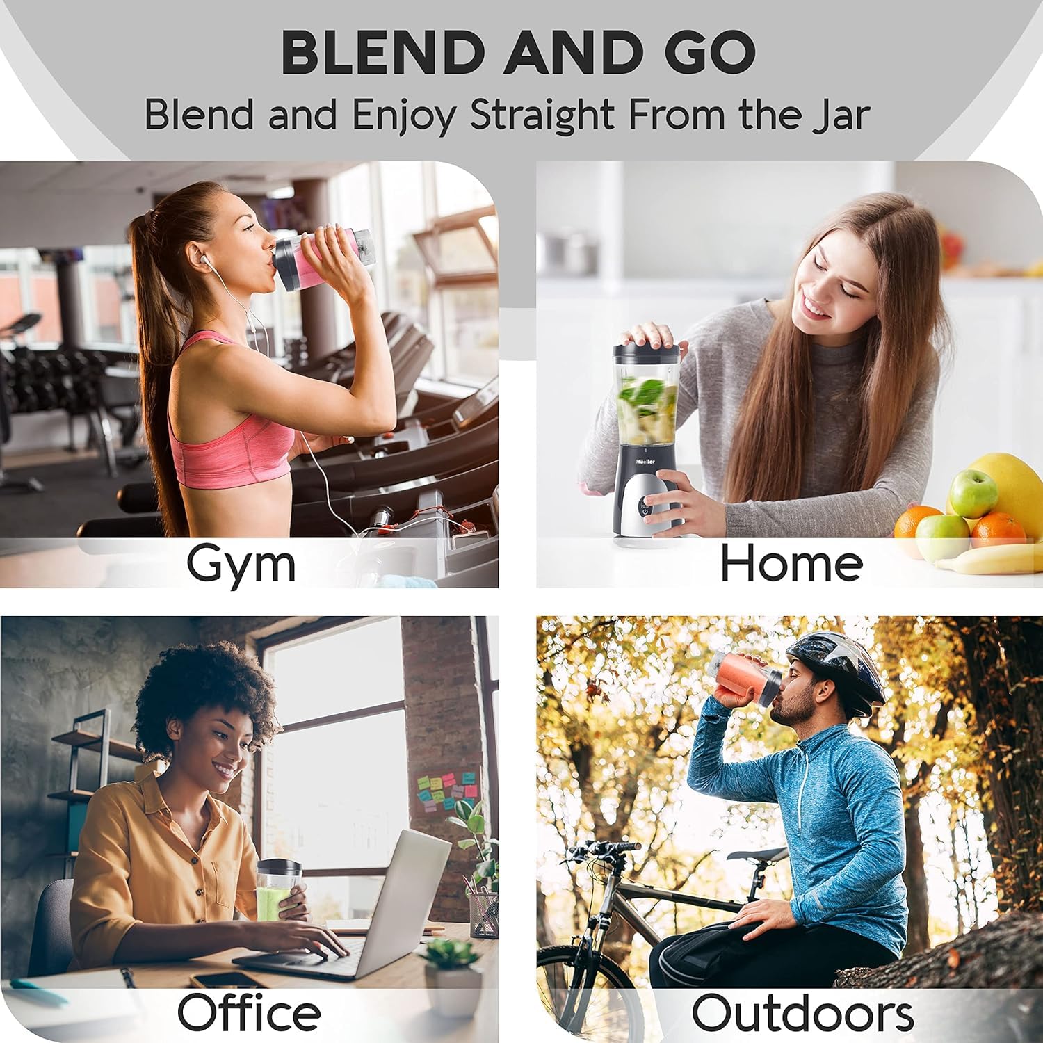 Mueller Smoothie Blender - Powerful 400W Personal Blender for Shakes, Frozen Drinks, Baby Food & Protein Smoothies | 15oz Travel Cup with Leakproof Lid | Stainless Steel Blades | Perfect for Kitchen, Gym & On-the-Go Blending