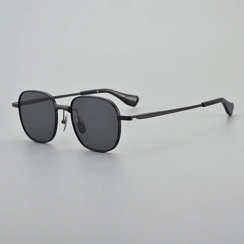Unisex Black Titanium Polarized Square Sunglasses Full Rim - UV Protection, Lightweight & Durable for Outdoor Activities, Driving, and Travel