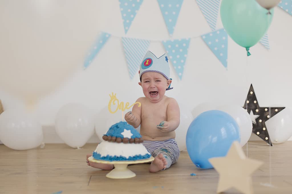 1st Birthday Crown Cake Topper - Gold Glitter First Birthday Cake Decoration for Baby Girls & Boys | Perfect for Baby Shower, Gender Reveal Party, Baby Party & Photo Booth Props | Ideal for 1-Year-Old Birthday Celebrations, Cake Decorating & Photo Shoots