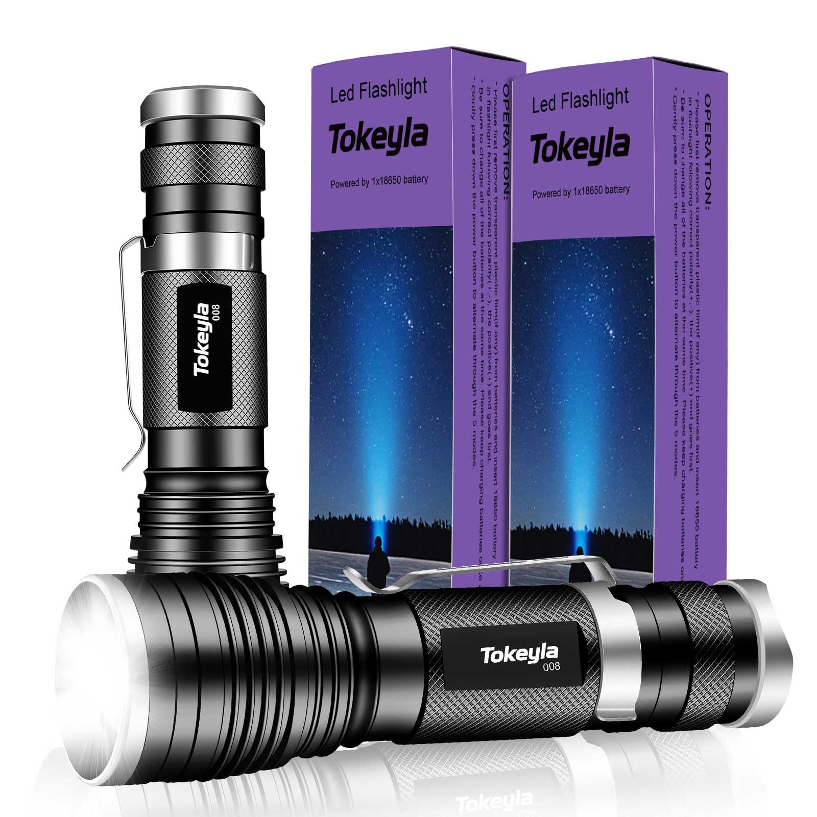 Ultra Bright LED Tactical Flashlight - 3 Modes, 1000 Lumens, Zoomable, Compact & Powerful - Perfect for Camping, Hiking, Emergency, Home Use (2 Pack) - Essential Outdoor Gear & Survival Tool