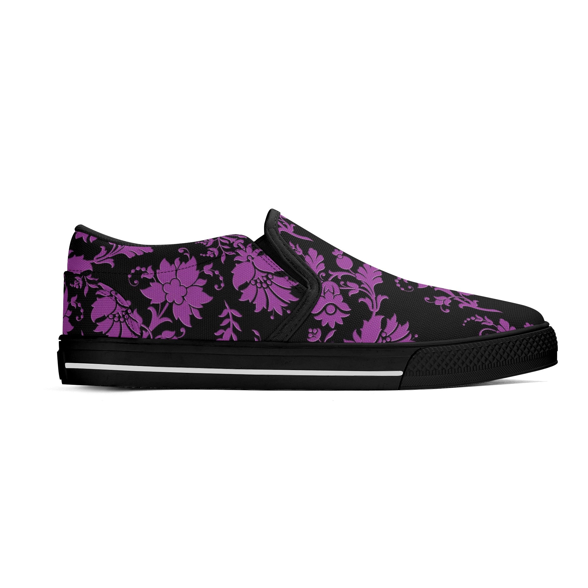 **Women's Purple Floral Slip-On Shoes - Comfortable & Stylish Casual Loafers for Walking, Work & Everyday Wear**