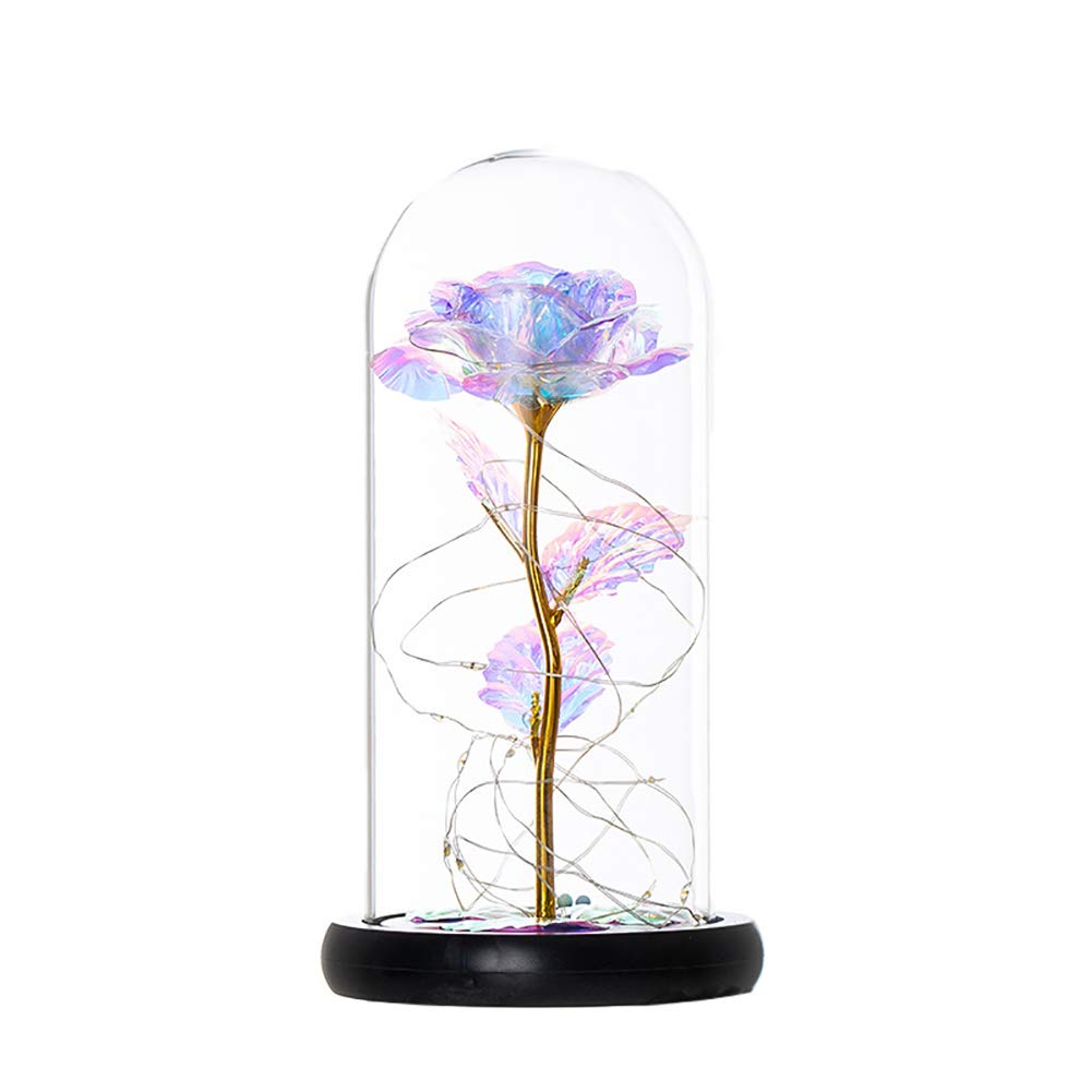 Enchanted Rose LED Lamp - Glass Beauty and The Beast Rose Light for Women, Wife, Mom - Romantic Anniversary, Birthday, Mother's Day Gift - Perfect for Bedroom Decor, Wedding Centerpiece & Disney-Themed Gifts