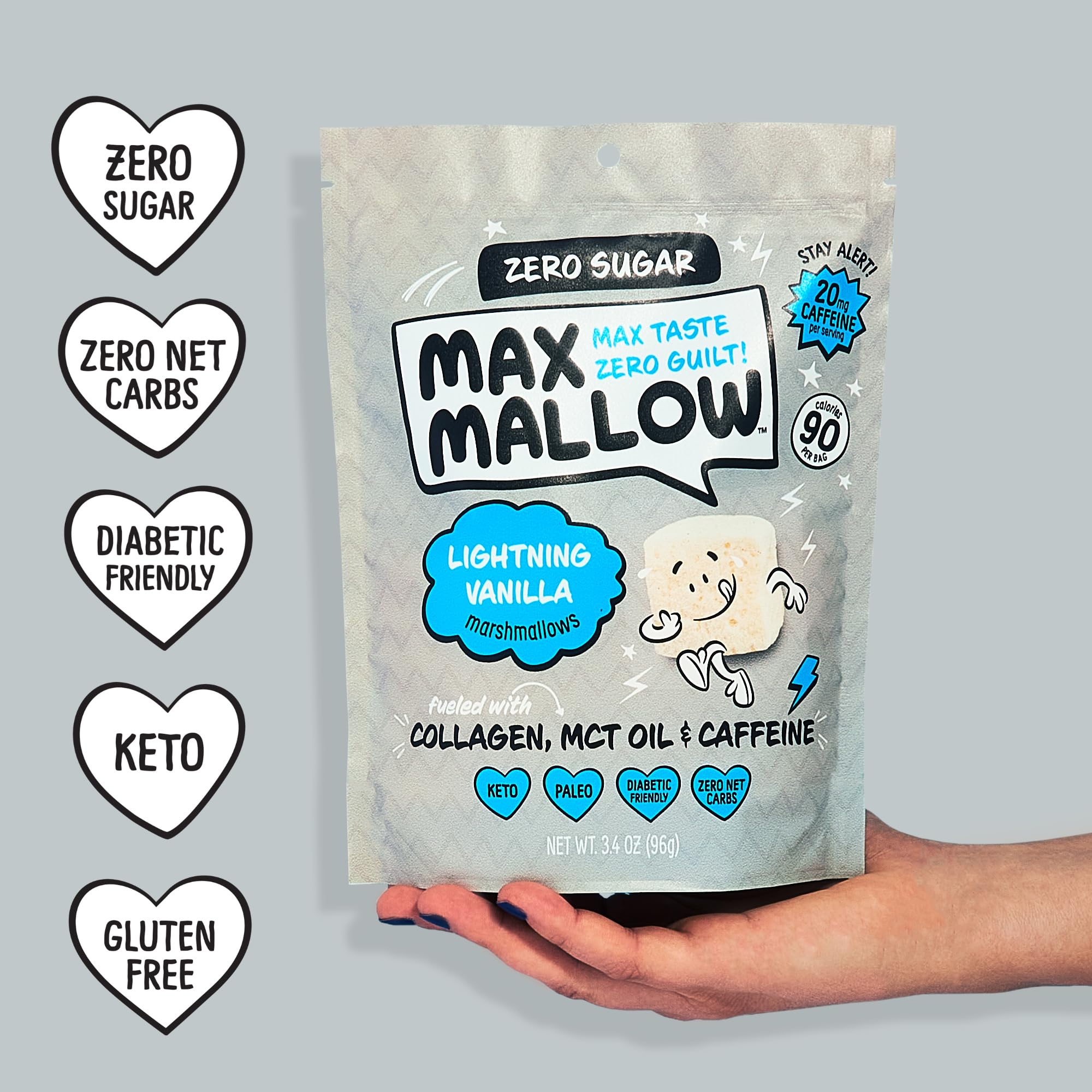 Sugar Free Marshmallows Keto Friendly - Zero Sugar Snacks for S'mores, Hot Chocolate & Baking | Vanilla Flavored with MCT Oil | 3 Pack | Perfect for Camping, Desserts & Low-Carb Diets