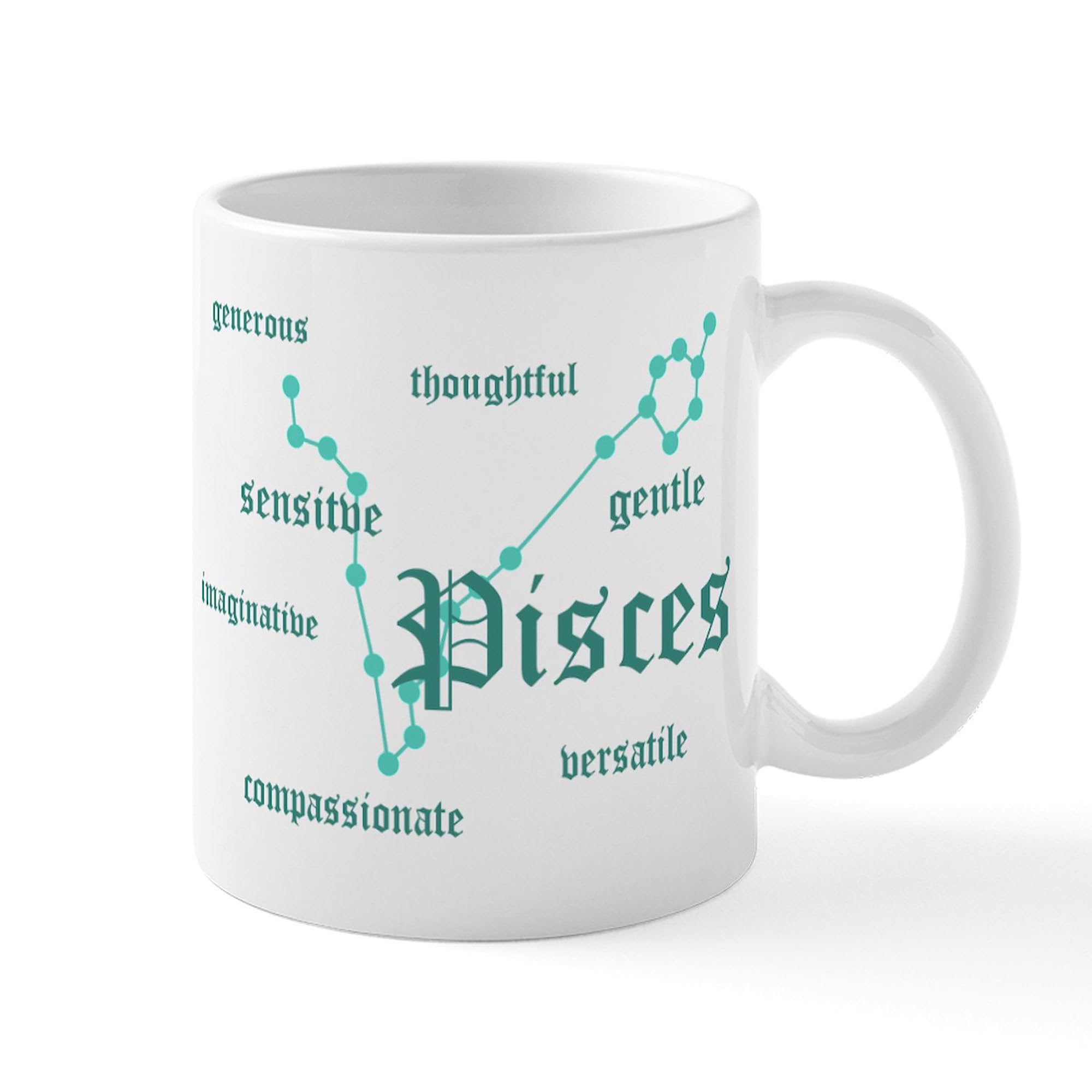 Pisces Zodiac Sign 11 oz Ceramic Coffee Mug - 325 ml White Tea Cup for Horoscope Lovers, Perfect for Morning Coffee, Office Use & Gift Giving