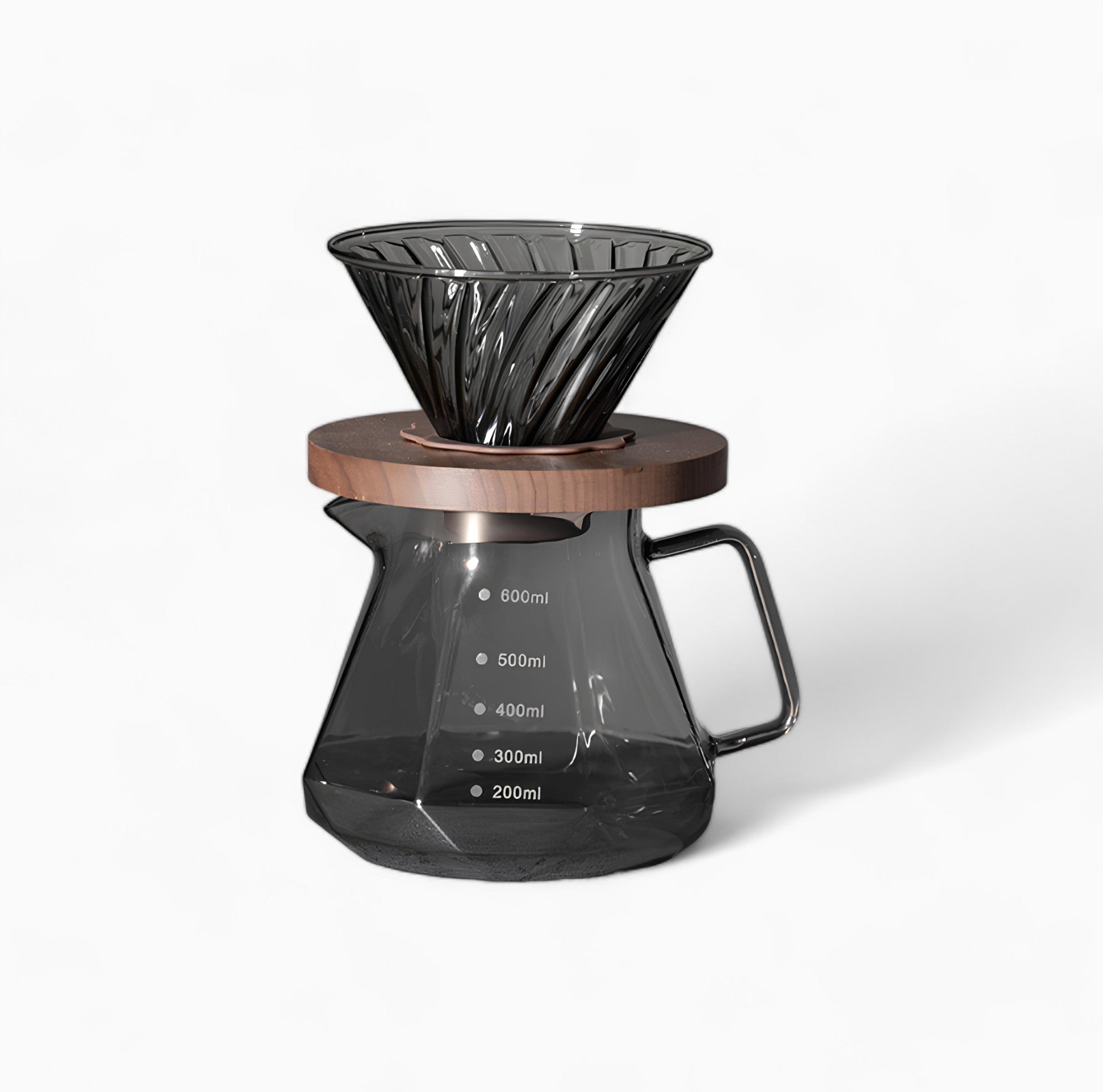 Premium V60 Coffee Dripper Set with Walnut Wood Stand & Glass Carafe - Perfect for Pour Over Brewing at Home, Office or Gifts for Coffee Lovers