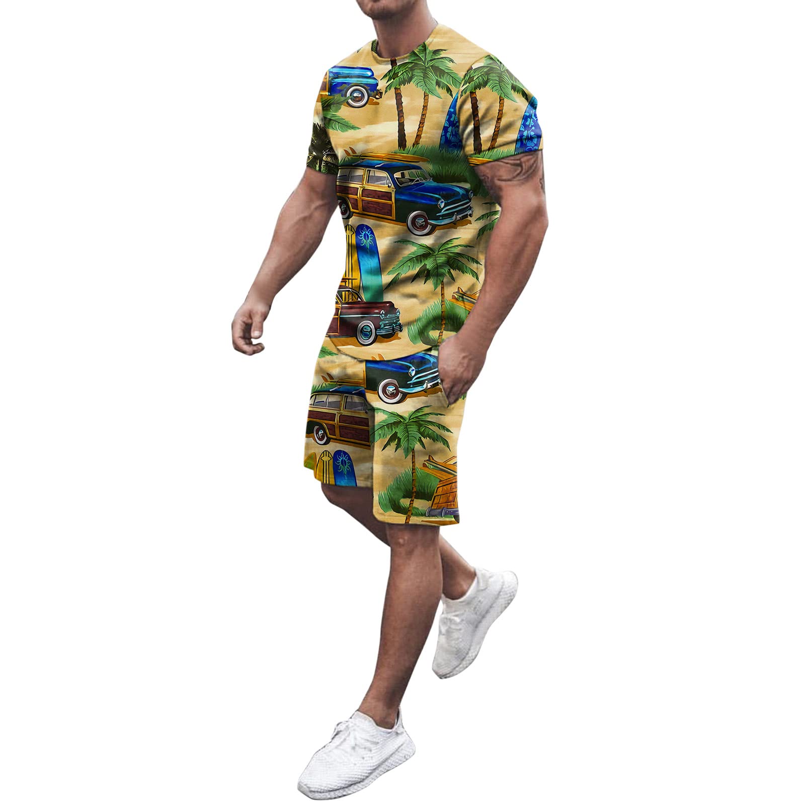 iTNHFP Men's Tropical Floral Print Bowling Shirt - Vintage Short Sleeve Beach Shirt, Moisture-Wicking Summer Party Outfit for Thanksgiving & Casual Wear - Comfortable Retro Hawaiian Style Shirt for Vacation, Luau, and Outdoor Events