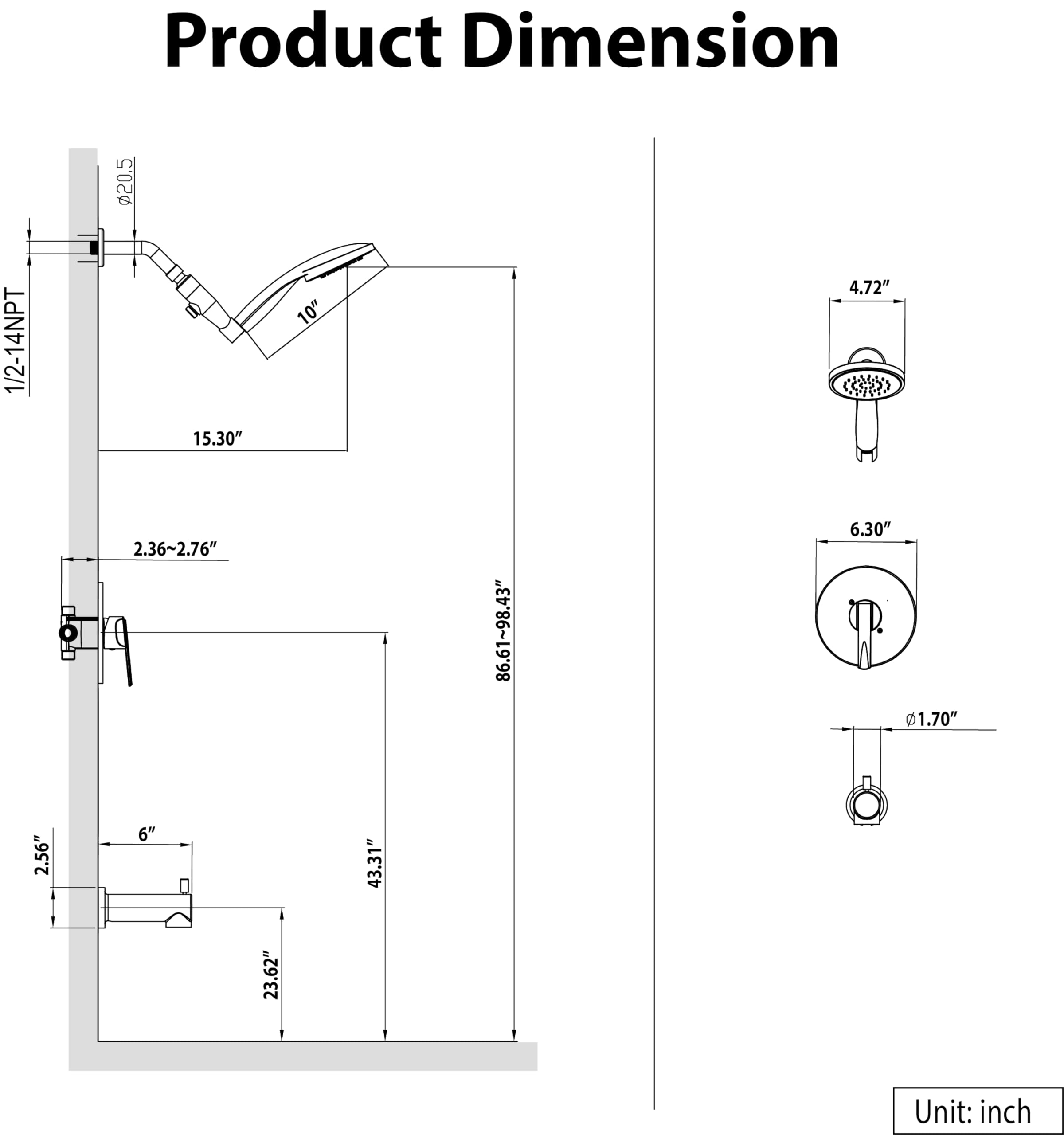 ESNBIA Matte Black Bathtub Shower Faucet Set - Single Handle Tub & Shower Trim Kit with High Pressure Handheld Shower Head, Tub Spout & Valve Included | Perfect for Bathroom Renovation, Modern Home Upgrade & Spa-Like Shower Experience