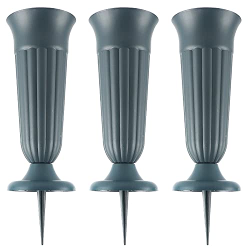 Durable Plastic Cemetery Vases with Spikes - Memorial Flower Holders for Graves & Headstones - Perfect for Outdoor Grave Decorations & Memorial Tributes