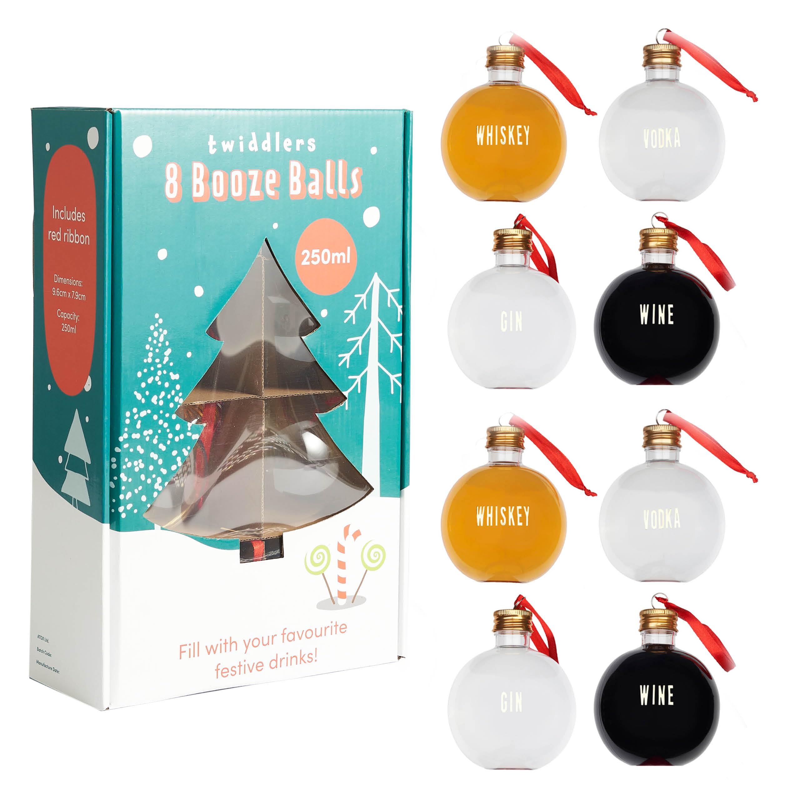 THE TWIDDLERS 9oz Large Fillable Christmas Baubles - 3