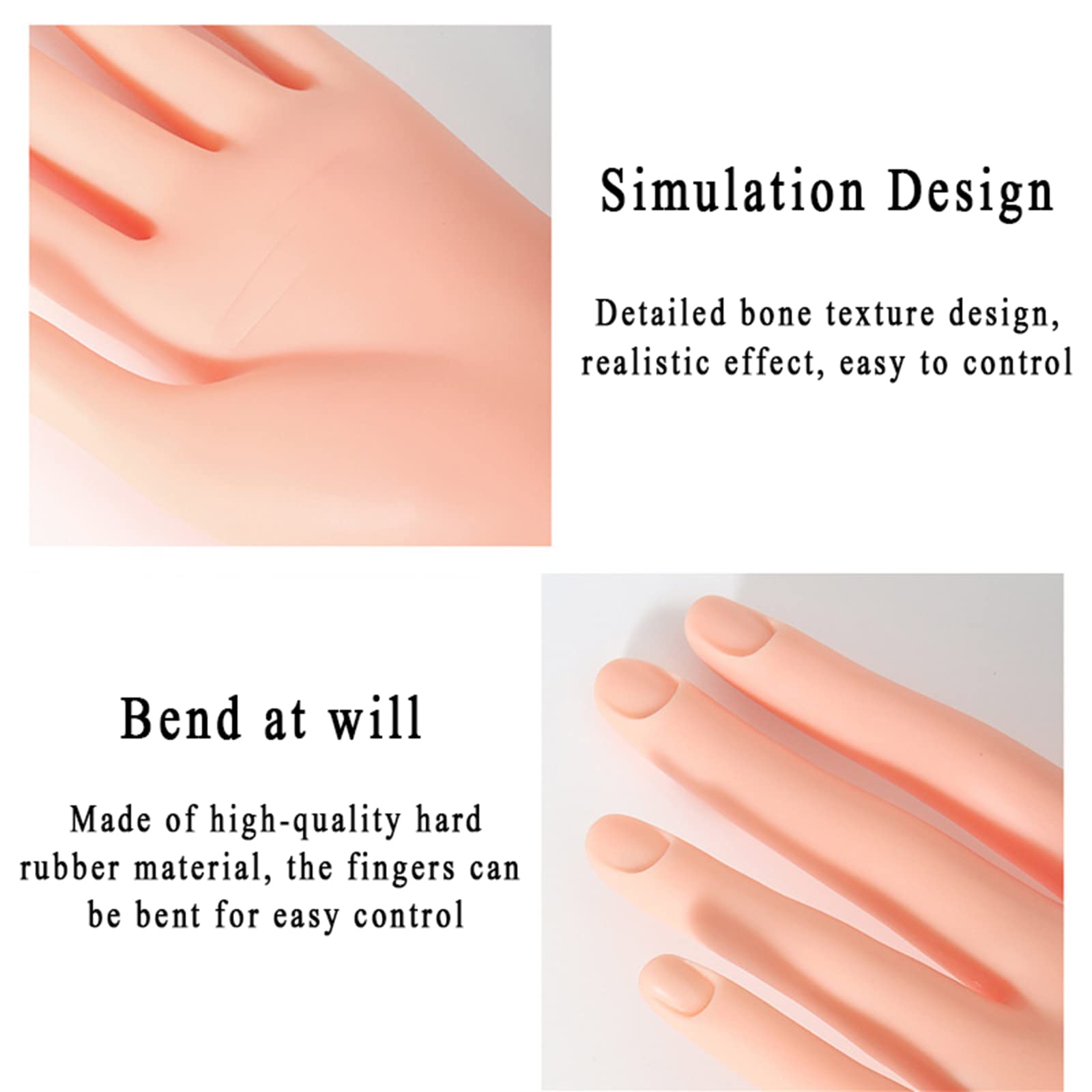 Flexible Bendable PVC Nail Practice Mannequin Hands - 2pcs Left Hand Female Mannequins for Acrylic Nail Training, Nail Art Practice & Salon Display | Perfect for Nail Technicians, Students & Home Use