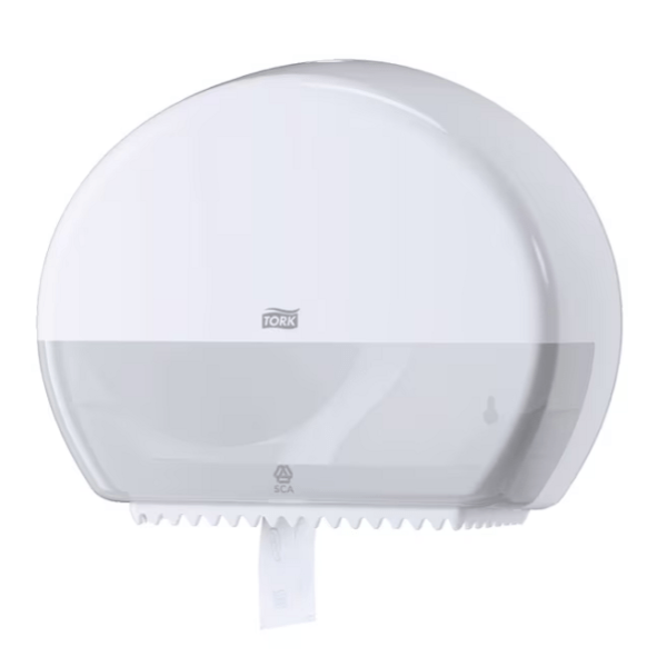 Tork Mini Jumbo Toilet Roll Dispenser T2 System - Black & White Options | Commercial & Office Restroom Paper Towel Holder for High Traffic Areas