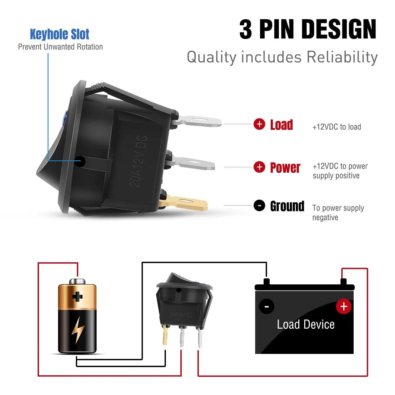 12Pcs 12V 20A Round Blue LED SPST Toggle Switch - Waterproof On/Off Power Switch for Marine, Automotive, and Industrial Applications