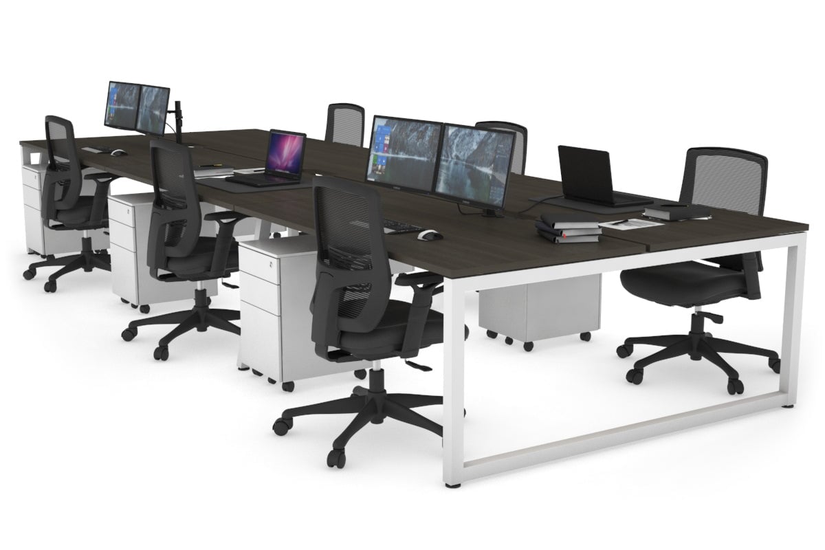 Quadro Loop Legs 6-Person Office Workstation - 1400L x 800W with Cable Management - Perfect for Open Office Layouts & Collaborative Workspaces