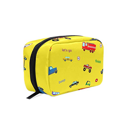 Portable Travel Makeup Bag for Women - Waterproof Cosmetic Organizer with Cartoon Design, Kids Auto Car Storage Pouch for Skincare & Train Case | Perfect for Travel, Gym, School & Daily Use