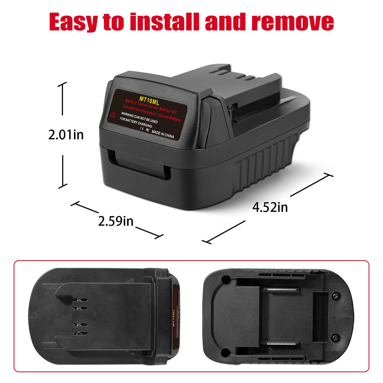 TEPULAS MT18MIL Battery Adapter - Makita 18V to Milwaukee M18 Power Tool Converter | Compatible with Milwaukee M18 Drills, Saws & Other 18V Tools (Adapter Only) | Perfect for DIY Projects & Professional Worksites