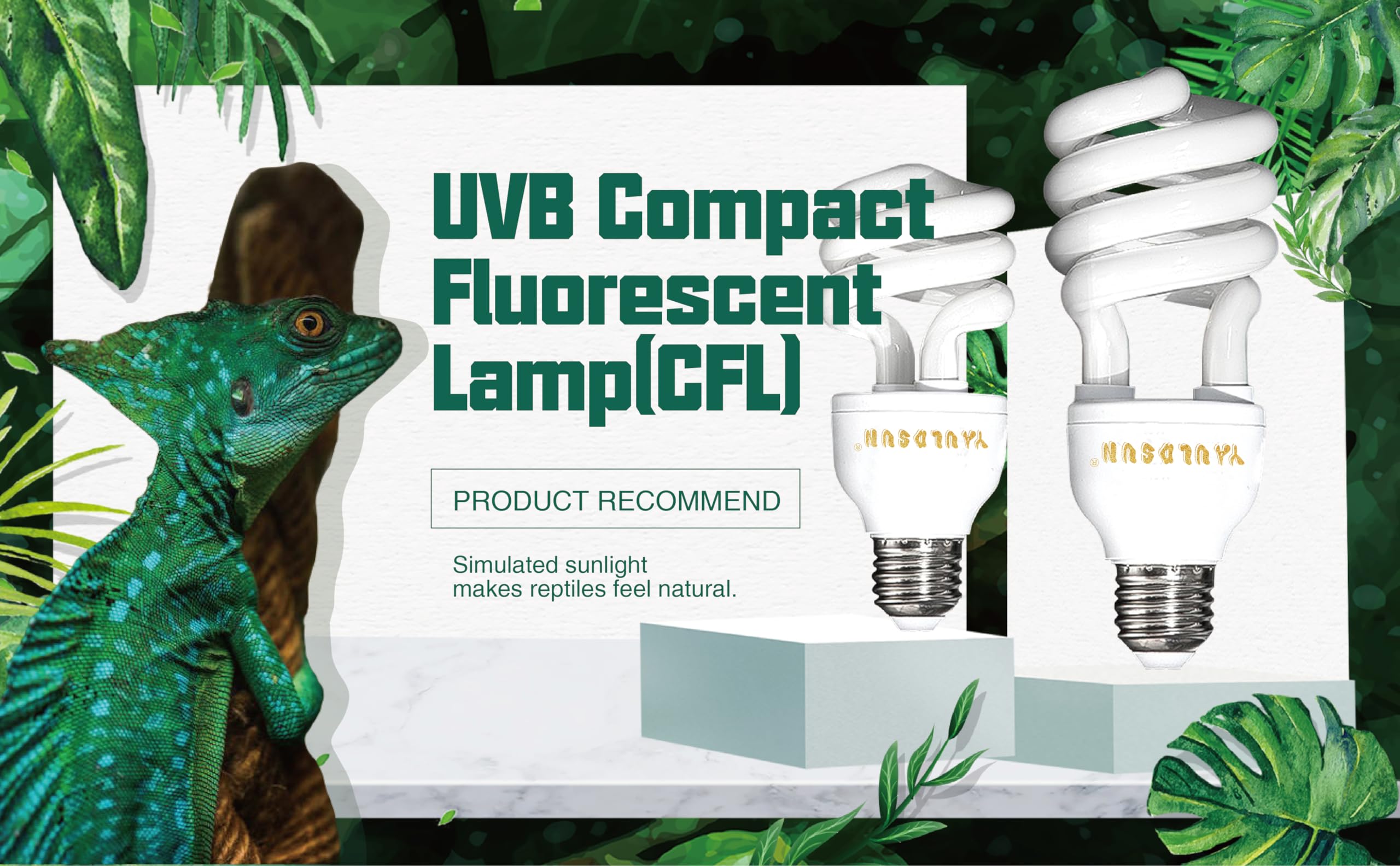 UVA UVB Reptile Heat Lamp 26W (5.0) - Ideal for Terrariums, Turtles, Lizards & Snakes - Perfect for Basking & Vitamin D3 Synthesis