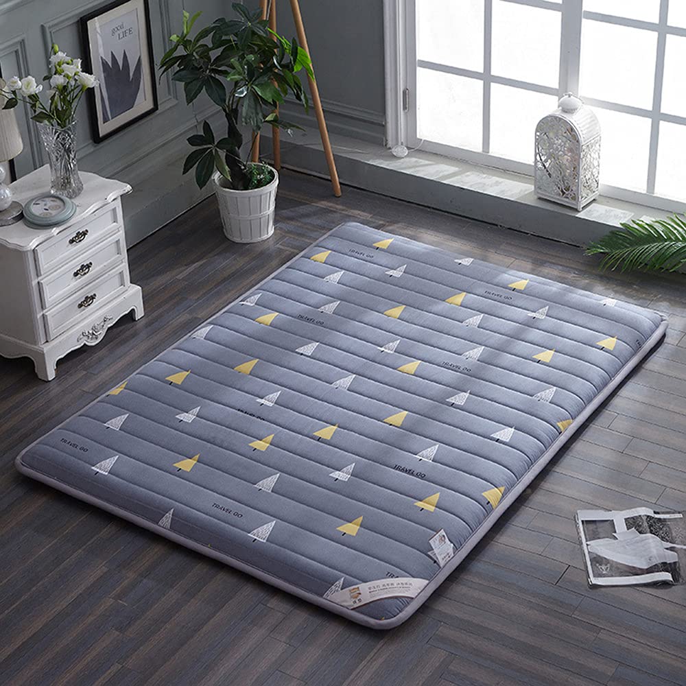 KKCD Foldable Floor Mattress - Japanese Bed Roll, Korean Futon Mattress, Quilted Tatami Mat Topper Full Size (135x200cm/53x79in) - Perfect for Kids, Student Dormitory, Camping & Home Use