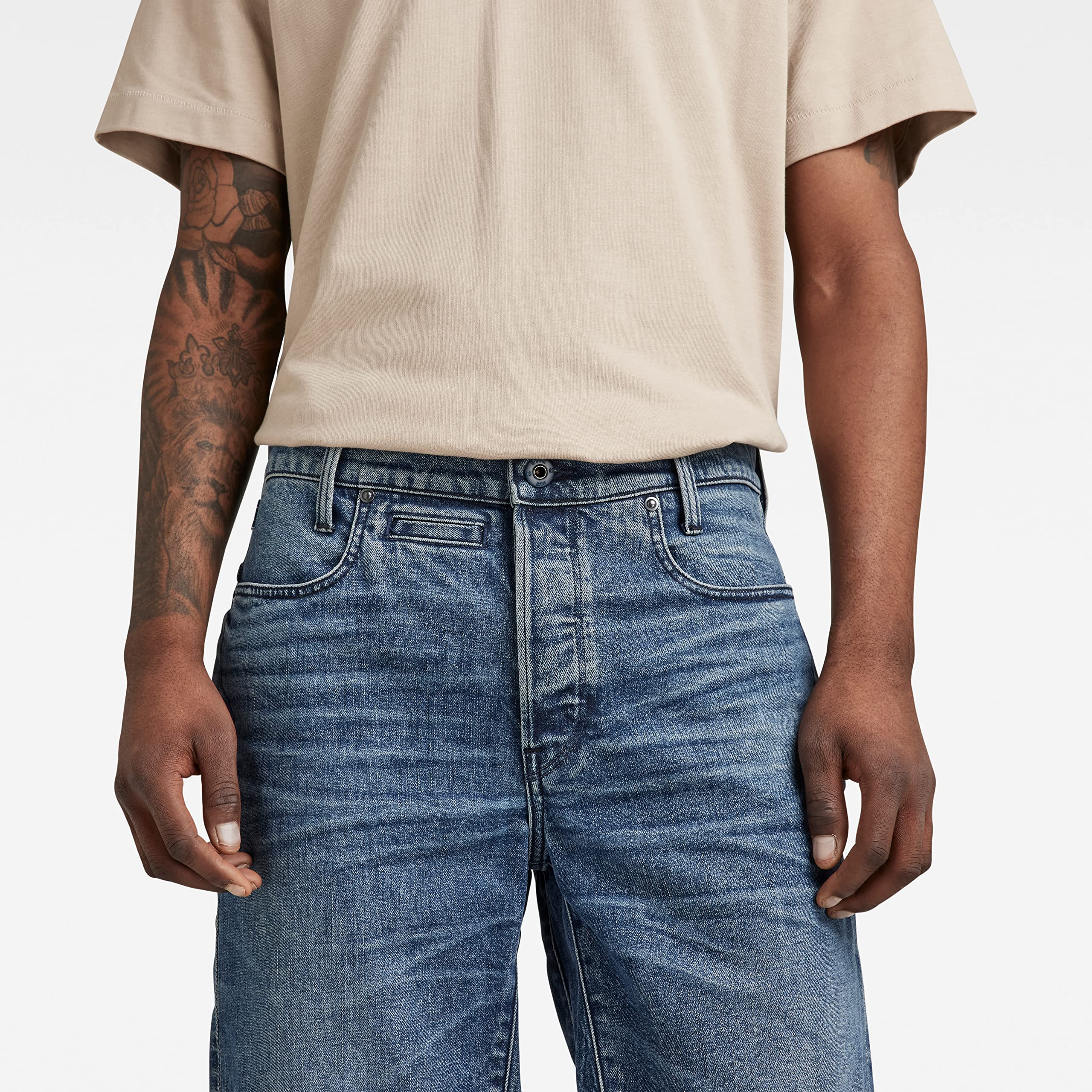 G-STAR Men's D-STAQ 3D Straight Fit Denim Shorts | Classic Blue Jeans Shorts for Men | Casual Summer Wear, Street Style & Outdoor Activities