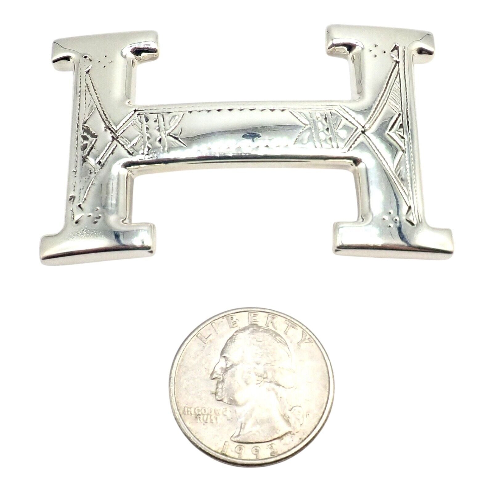 Authentic Hermes Silver Signature Classic Large H Belt Buckle 32mm - Luxury Designer Accessory for Men & Women | Perfect for Formal Events, Office Wear & Fashion Statements