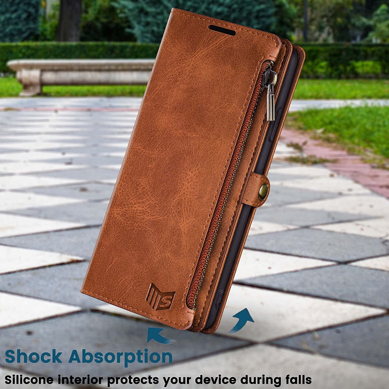 Premium iPhone 14 Pro Max Wallet Case with Card Slots - Genuine Leather Light Brown Phone Cover for Everyday Protection & Convenience - Perfect for Work, Travel and Daily Commute