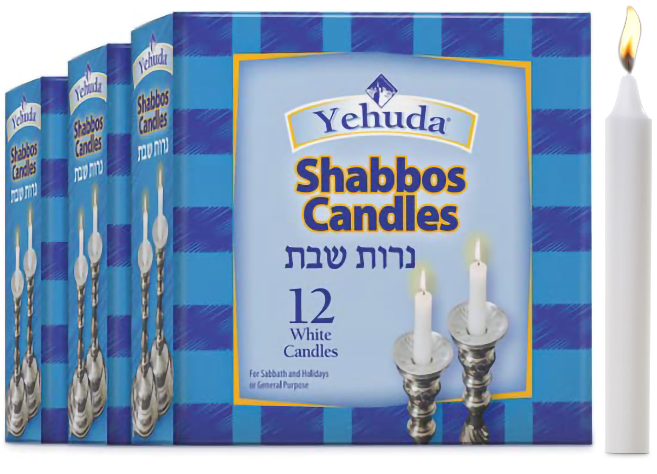 Yehuda 36-Count Unscented White Shabbat Candles - 3 Hour Burn Time for Sabbath & Emergency Preparedness Kits | Traditional Jewish Religious Supplies for Home & Synagogue Use