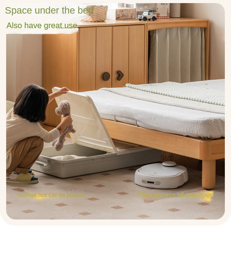 Solid Beech Wood Soft Single Kids Bed - Durable & Safe Children's Bedroom Furniture for Toddlers & Teens - Perfect for Bedrooms, Daycare, and Guest Rooms