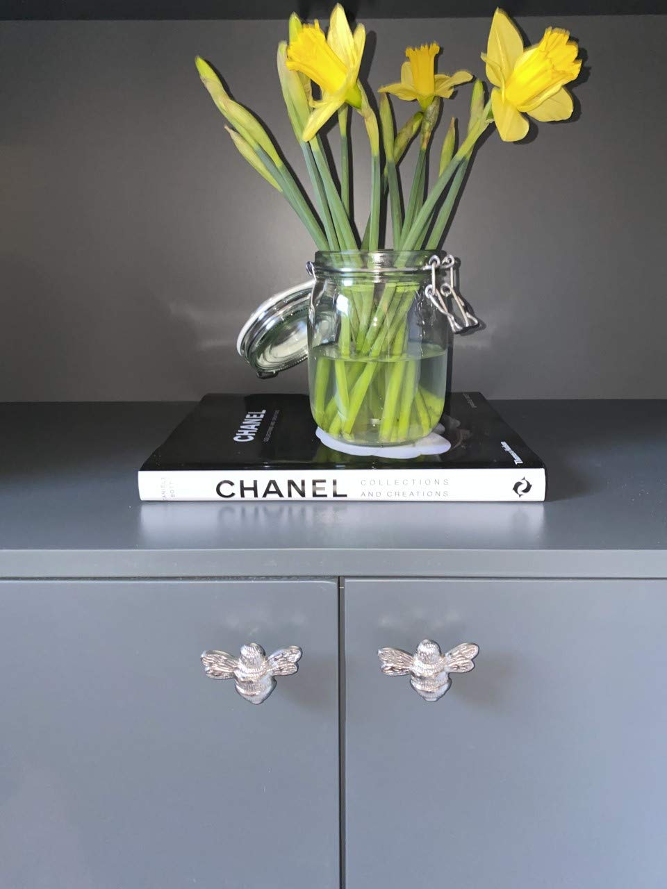 Brass Bumble Bee Drawer Knobs (6-Pack) - Vintage Bee Cabinet Handles for Cupboards, Doors & Drawers - Nickel Silver Finish - Perfect for Farmhouse, Cottage & Kids Room Decor