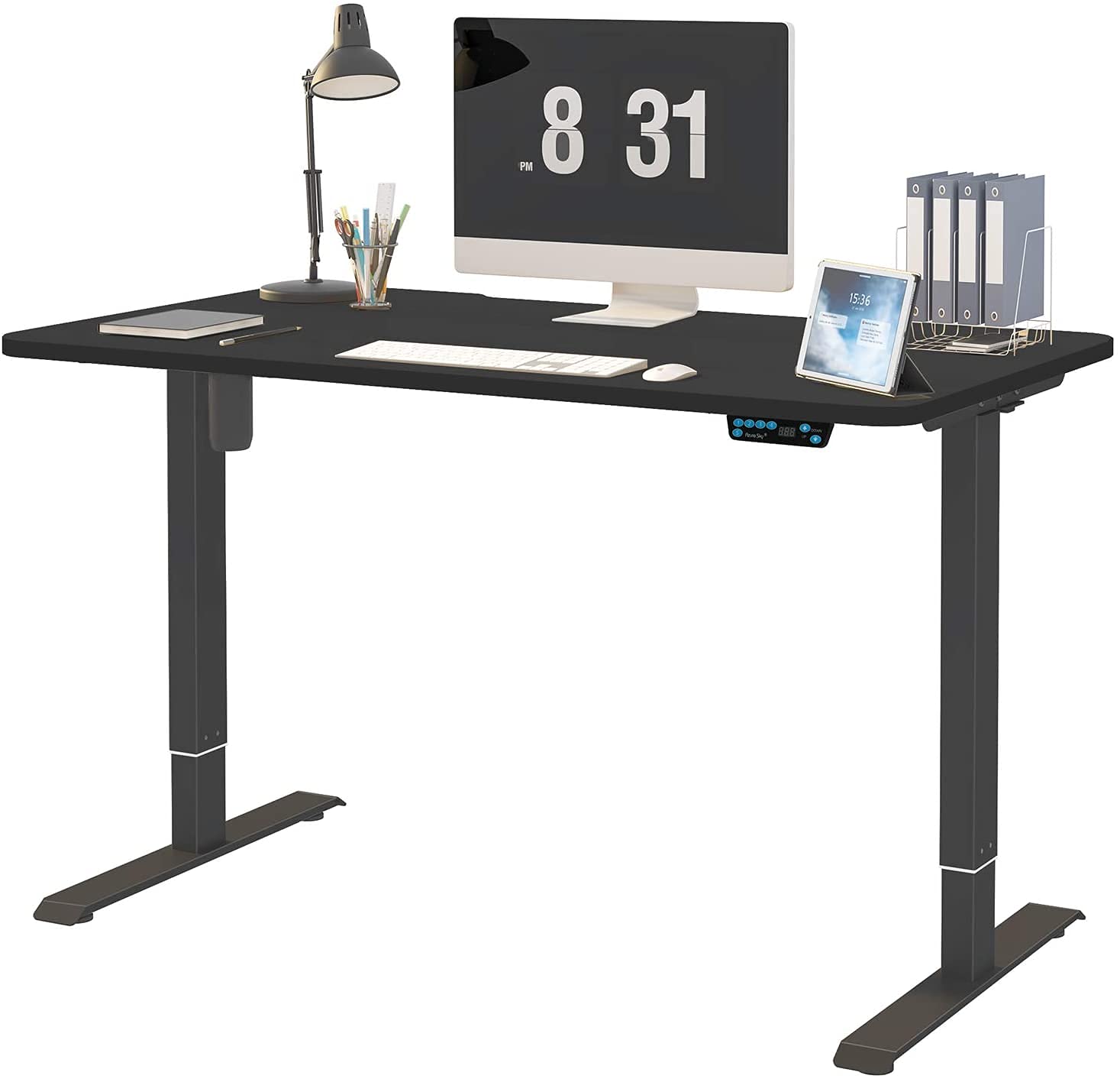 48x24 Inch Electric Height Adjustable Standing Desk - Black Sit Stand Desk for Home Office with Memory Function | Perfect for Remote Work, Gaming & Study