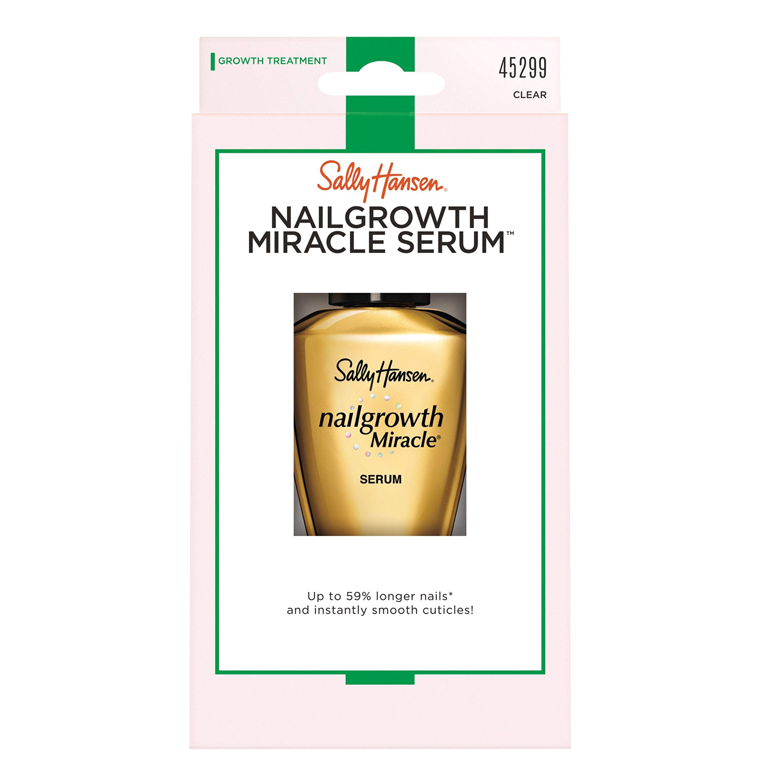 Sally Hansen Nailgrowth Miracle Nail Strengthener & Protectant Serum with Biotin & Peptides - Strengthen Weak Nails for Healthy Growth at Home or Salon
