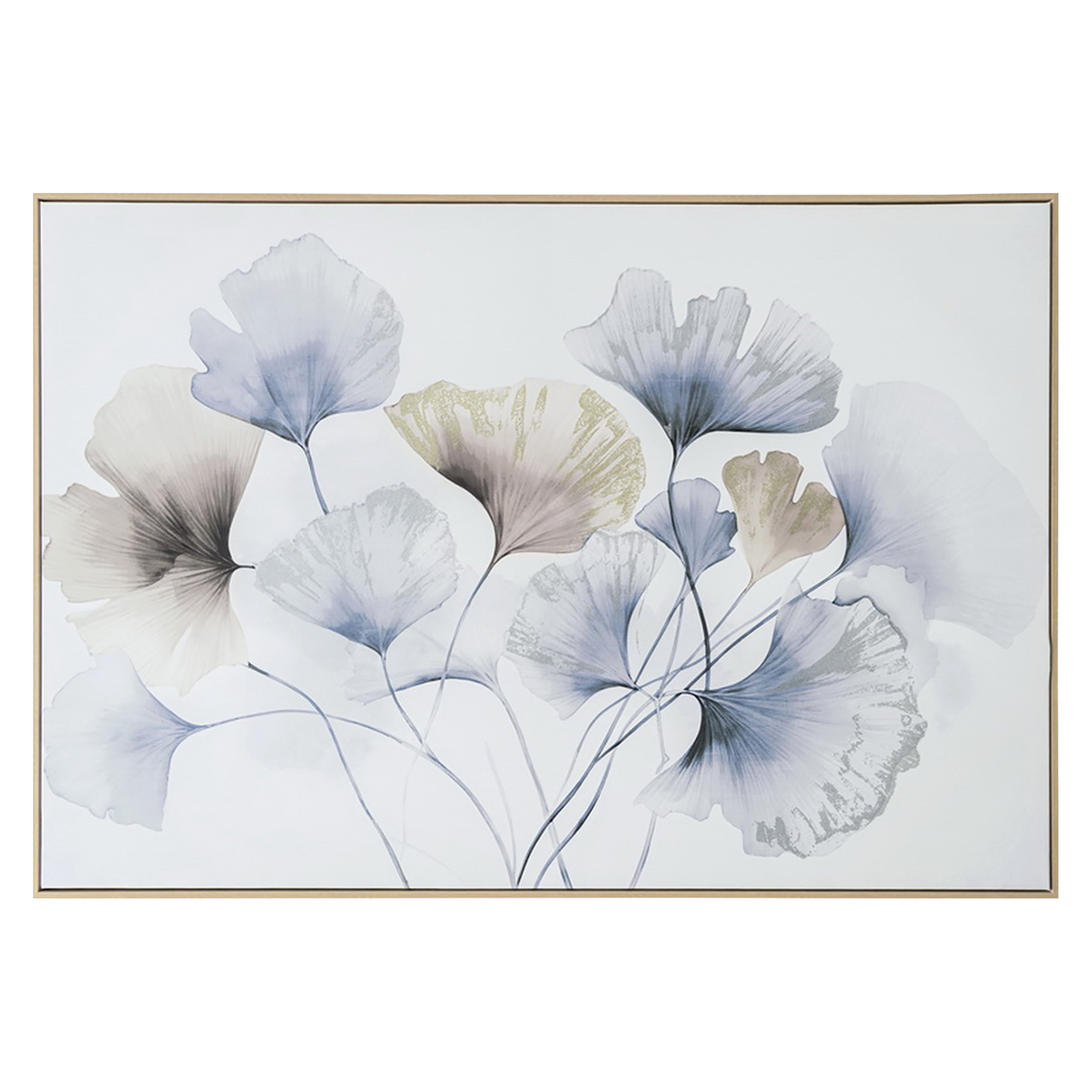 Urban Style Brushmarks Embellished Canvas Blue Ginko Wall Art - Perfect for Living Room, Bedroom & Office Decor