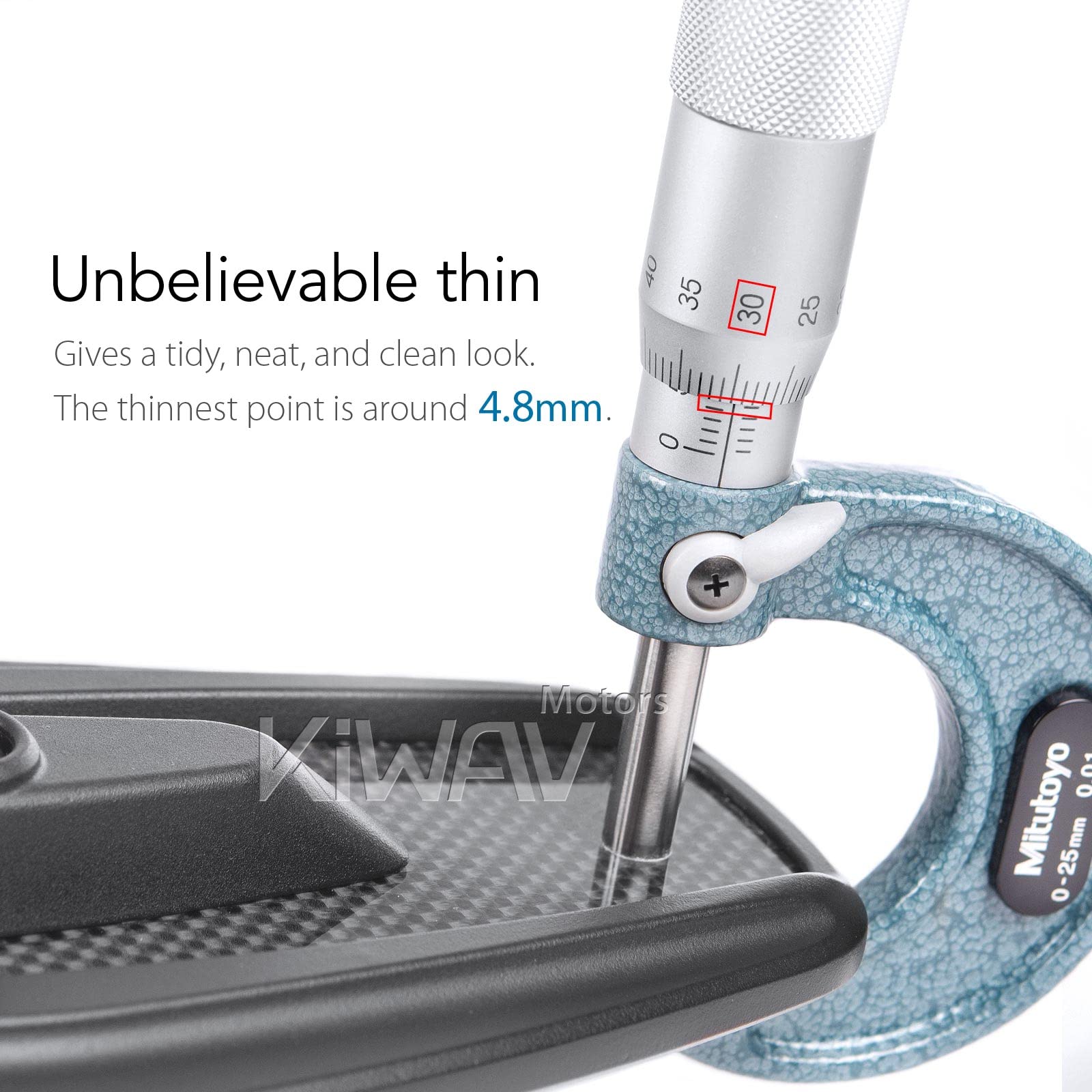 KiWAV Black Carbon Fiber Motorcycle Bar End Mirrors - Compatible with Royal Enfield Interceptor 650 - Durable & Stylish for Urban Commuting & Long Rides