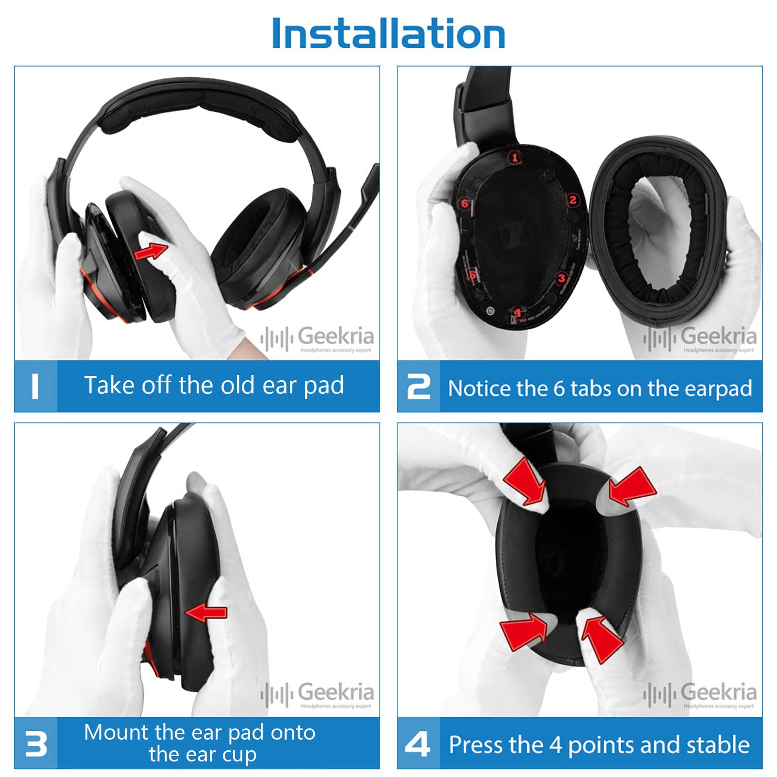 Geekria Comfort Hybrid Velour Replacement Ear Pads for Sennheiser GSP 600, GSP 601, GSP 602, GSP 670, GSP 500 Headphones - Premium Headset Earpads & Ear Cushions for Gaming, Music & Office Use (Black)