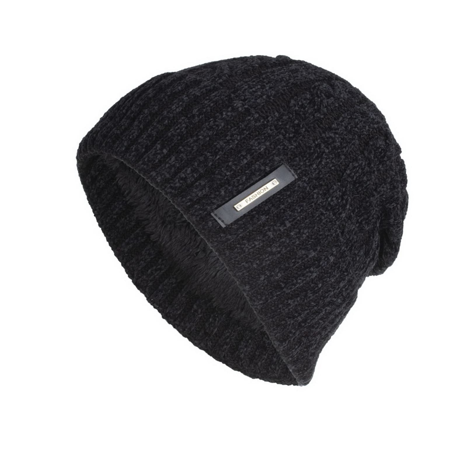 Slouchy Knit Beanie Hat for Men & Women - Warm Winter Skull Cap with Cuffed Design, Striped & Plain Styles - Perfect for Skiing, Snowboarding & Cold Weather Activities
