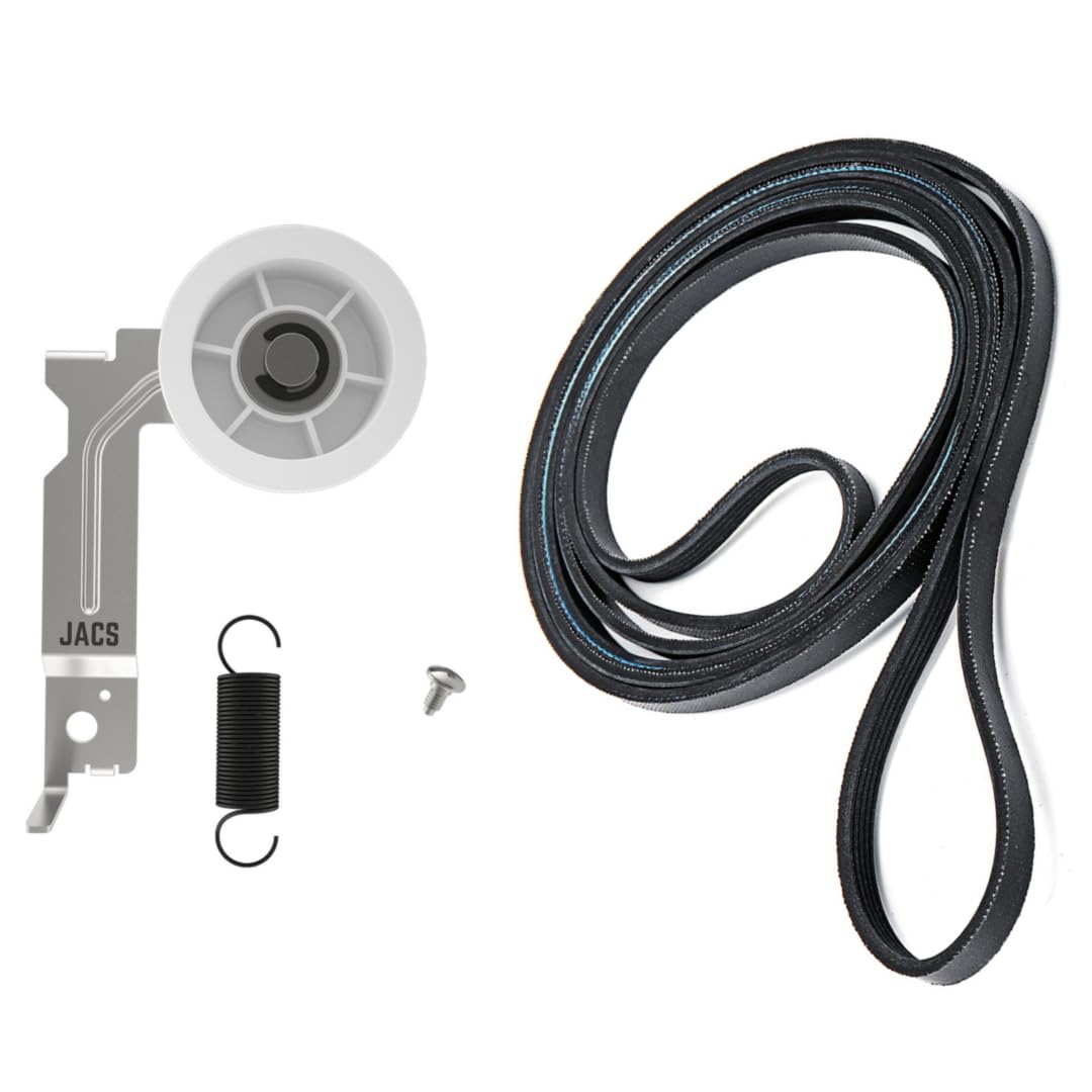 Samsung Dryer Idler Pulley DC93-00634A & Belt 6602-001655 Replacement Kit - Compatible with Samsung Dryer Models DV45H7000EW/A2, DV42H5200EW/A3, DV48H7400EW/A2 - Fix Noisy Dryer & Prevent Belt Slippage for Smooth Laundry Days