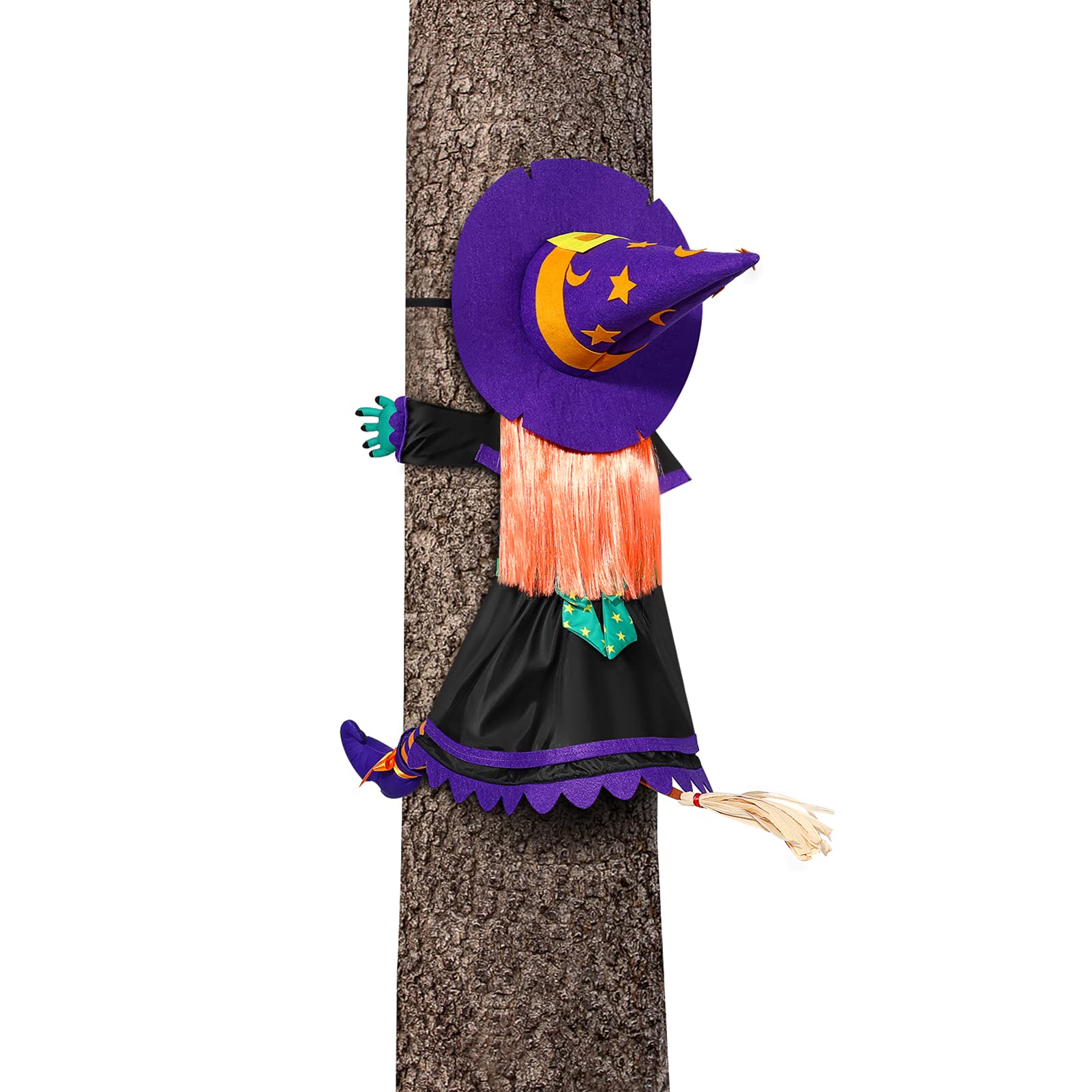 Crashing Witch into Tree Halloween Decoration - Outdoor & Indoor Hanging Decor for Yard, Porch, and Party | Spooky Halloween Scene Setter
