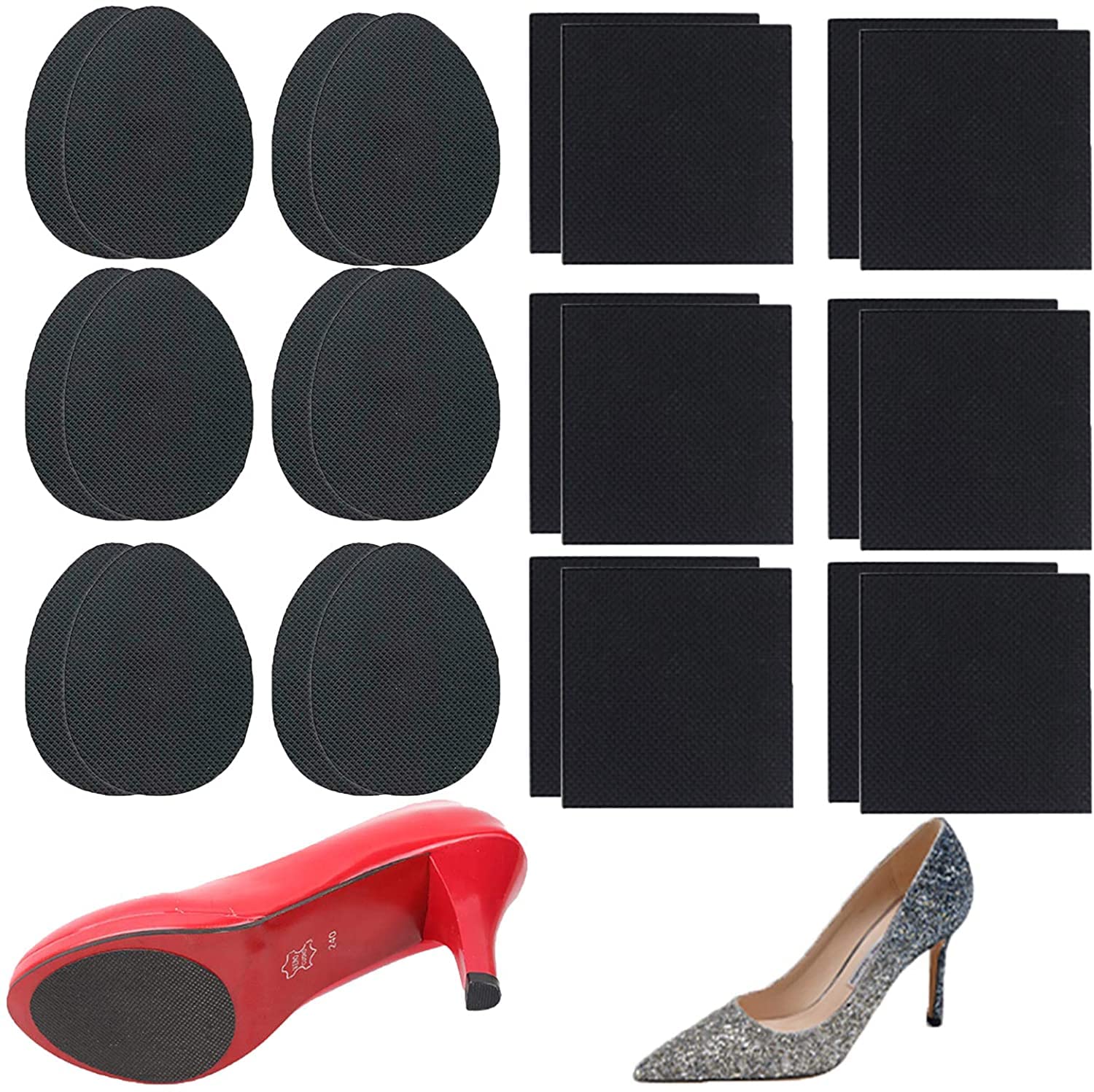 24Pcs Non-Skid Shoe Pads - Self-Adhesive No Slip Grips for High Heels & Boots | Wear-Resistant Rubber Sole Pads for Men & Women | Perfect for Flats, Dress Shoes & Work Boots | Reduce Noise & Prevent Falls on Slippery Surfaces