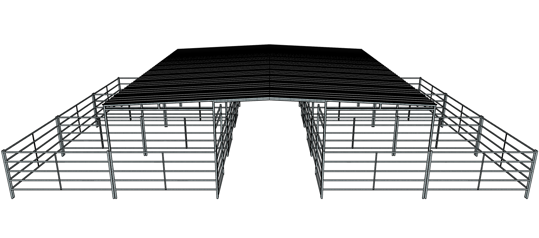 50 Ft X 30 Ft 5 Rail 6 Stall Horse Barn Kit with 30 Ft by 30 Ft Gable Roof - Durable Stable for Horses, Livestock Shelter & Farm Storage - Perfect for Equestrian Facilities, Ranches & Agricultural Use