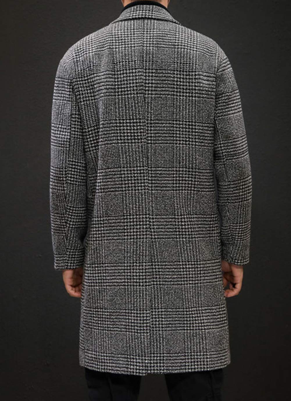 Men's Stylish Double Breasted Wool Pea Coat - Winter Plaid Overcoat for Office & Formal Wear | Perfect for Business Meetings, Work Attire & Cold Weather